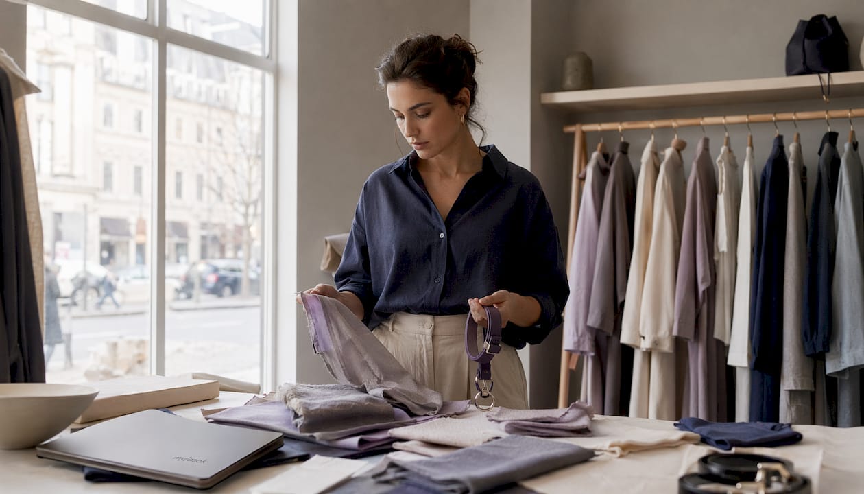 Im Atelier tüftelt die Stylistin an neuen Stoffdesigns.