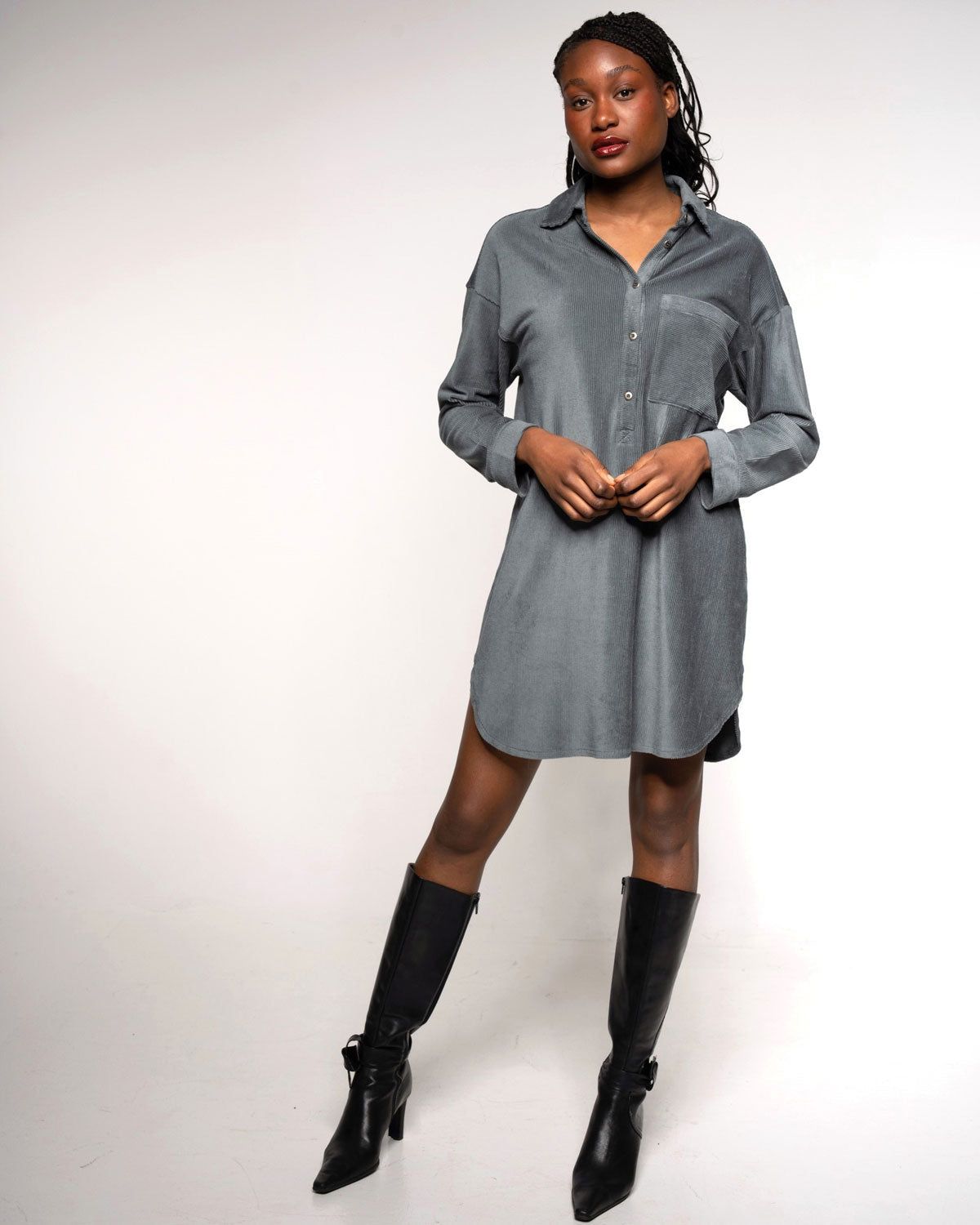 Corduroy Jumper in Thymian – Ansicht von hinten #farbe_thymian
