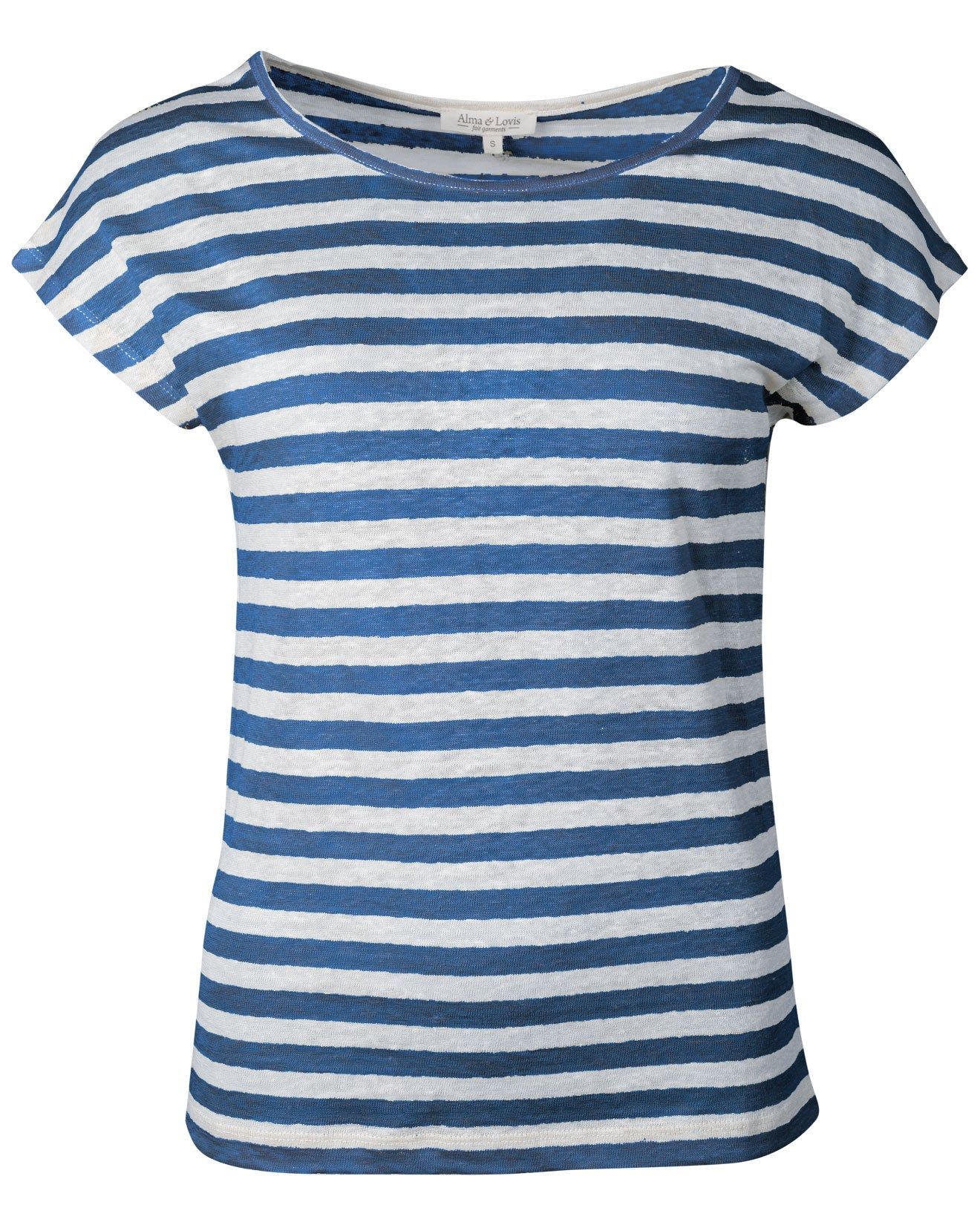 Leinen Ringelshirt in Insigma – Ganzkörperansicht #farbe_insigma