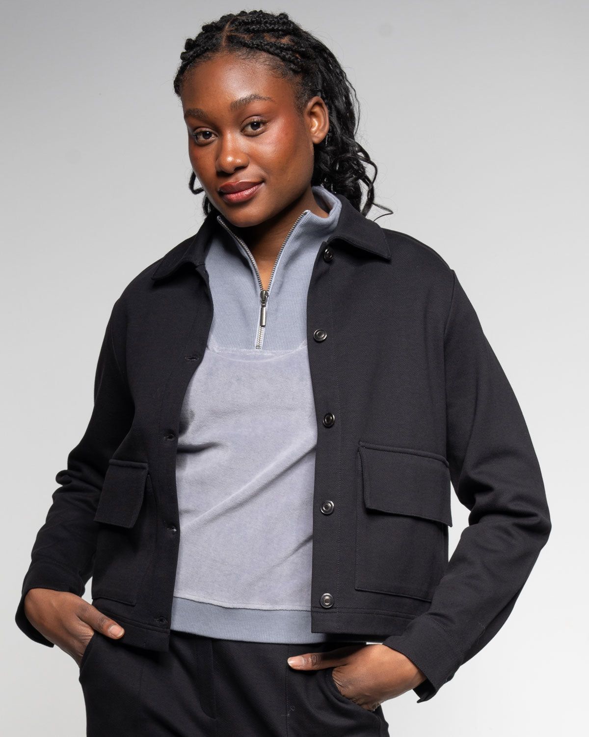 Gabardine Jacke in Raven – Produktfoto myloook #farbe_raven