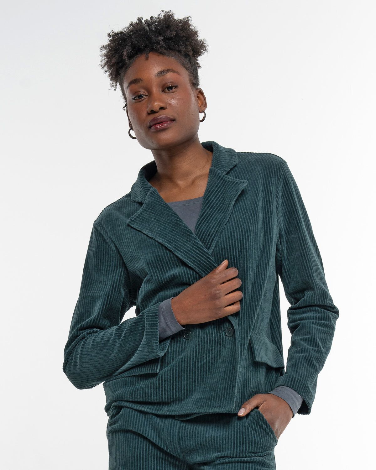 Cord Jacke – Vorderansicht in Dark Green #farbe_dark green