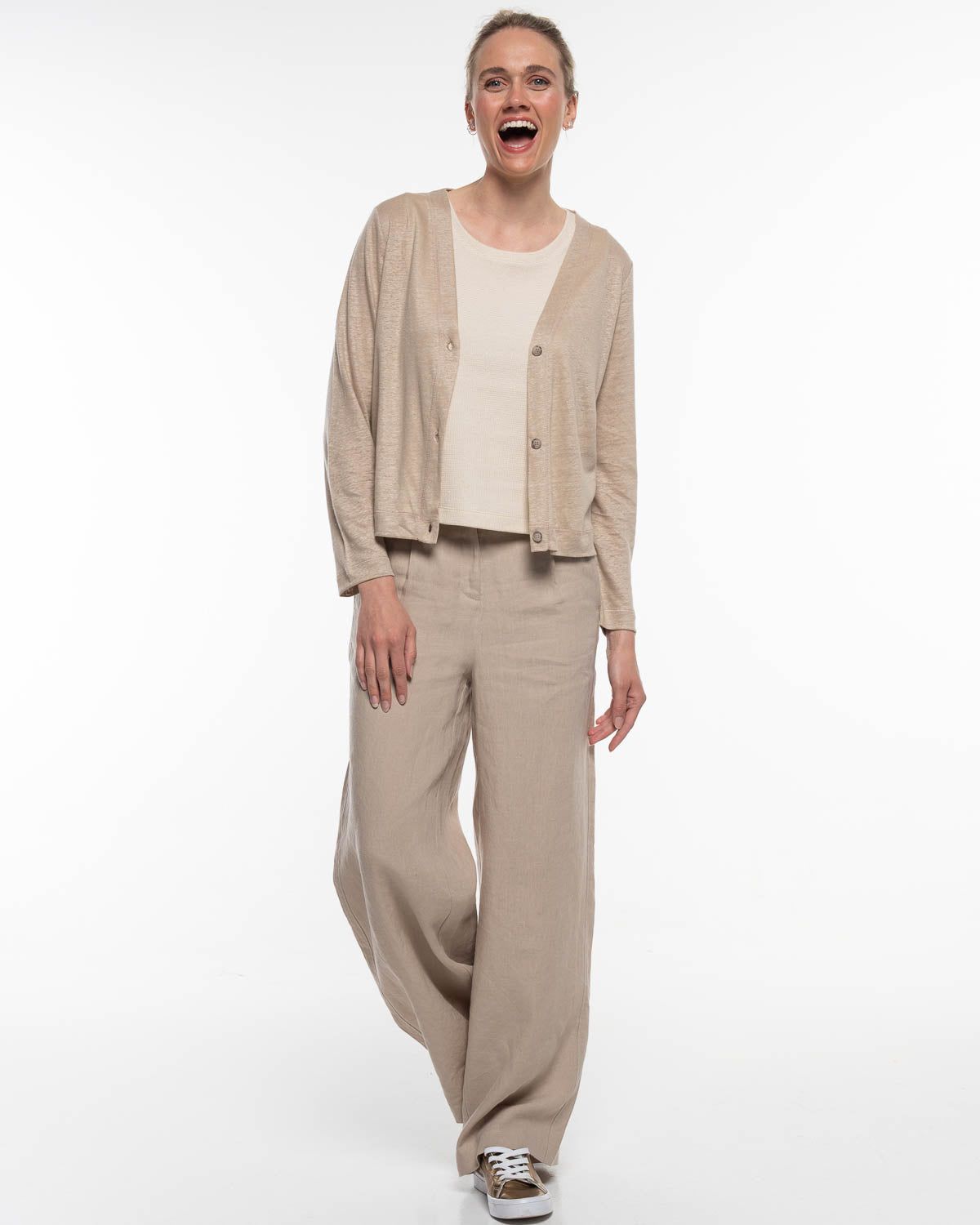 Marlene Hose Leinen in Humus – Seitenansicht myloook #farbe_Humus