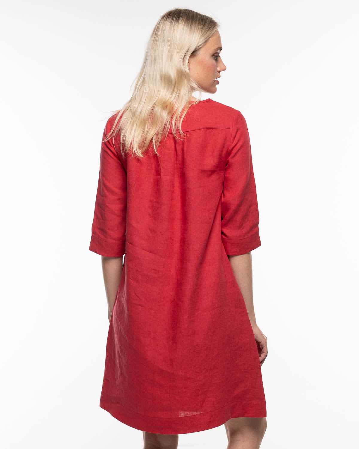Leinen Kleid in Granat – Produktfoto myloook #farbe_granat