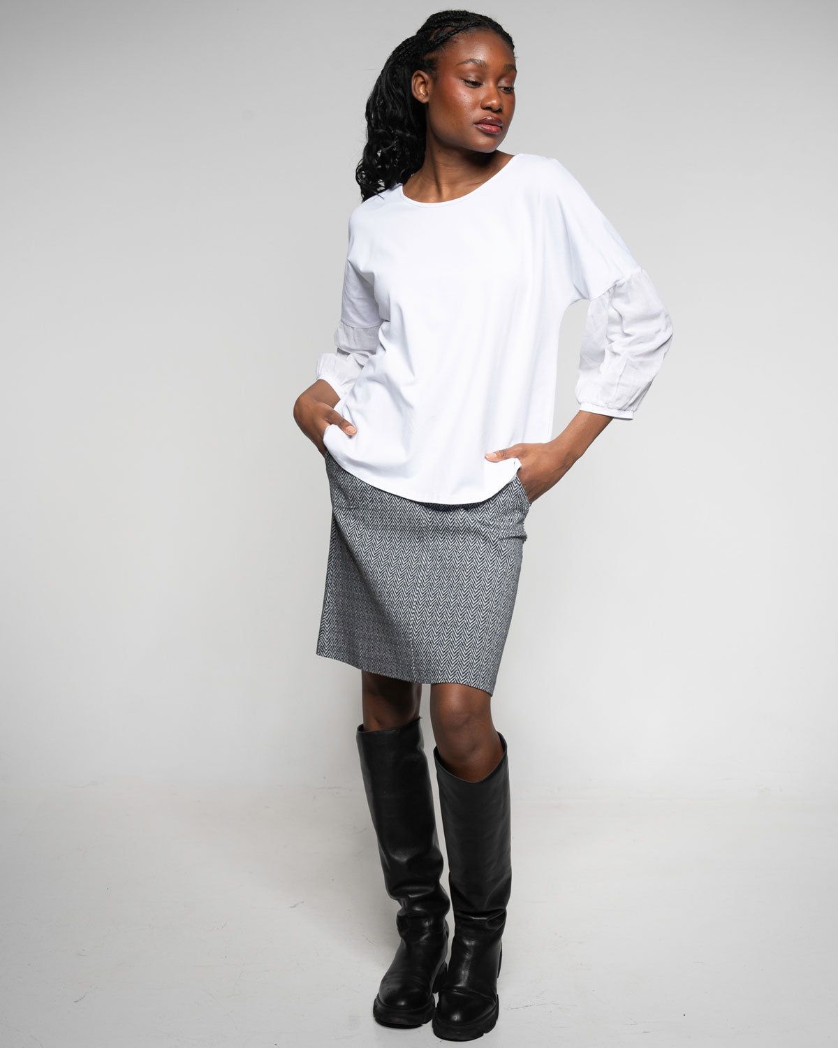 Blusenshirt in Weiß – Frontansicht #farbe_weiß
