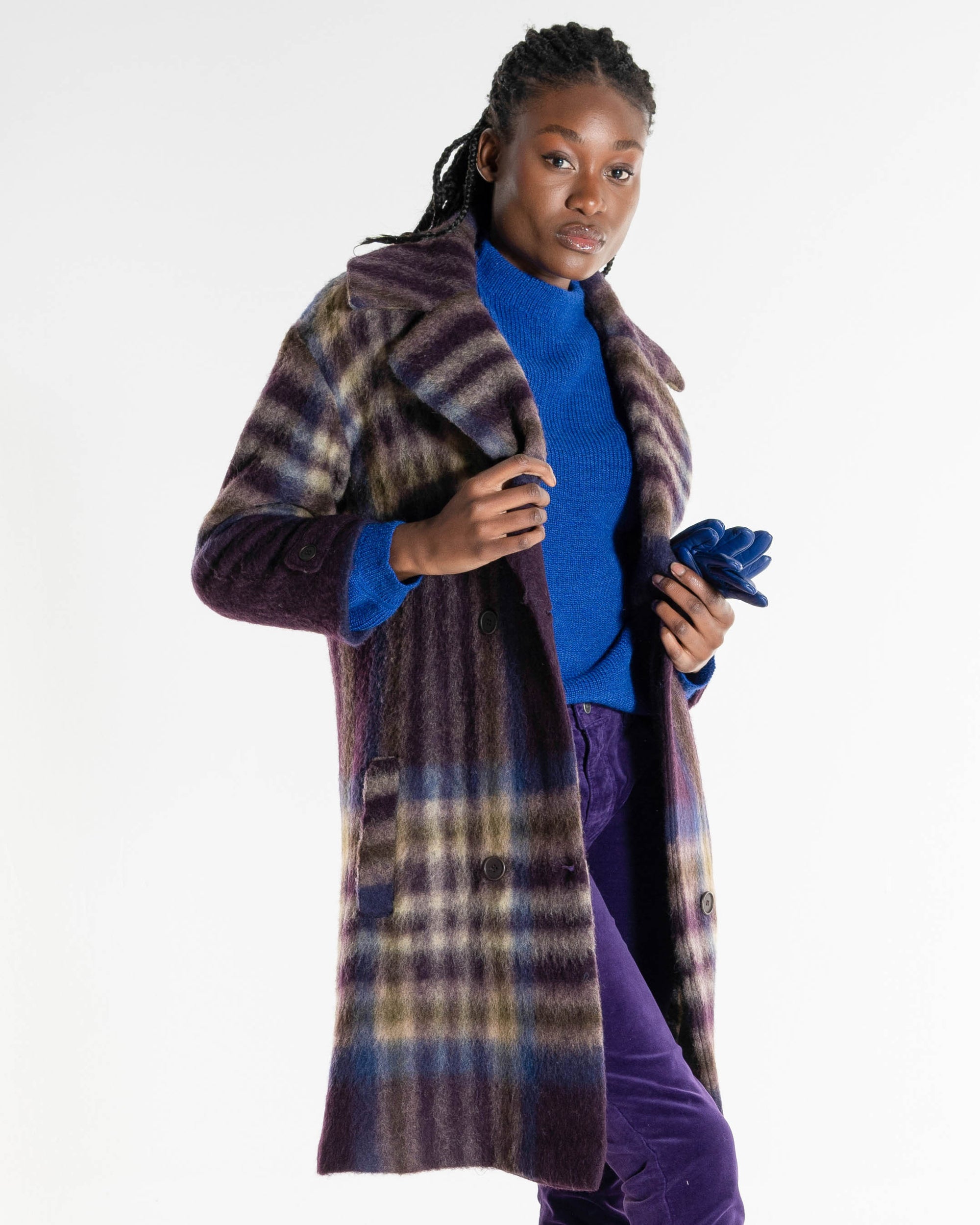 Hygge Karo Mantel plum