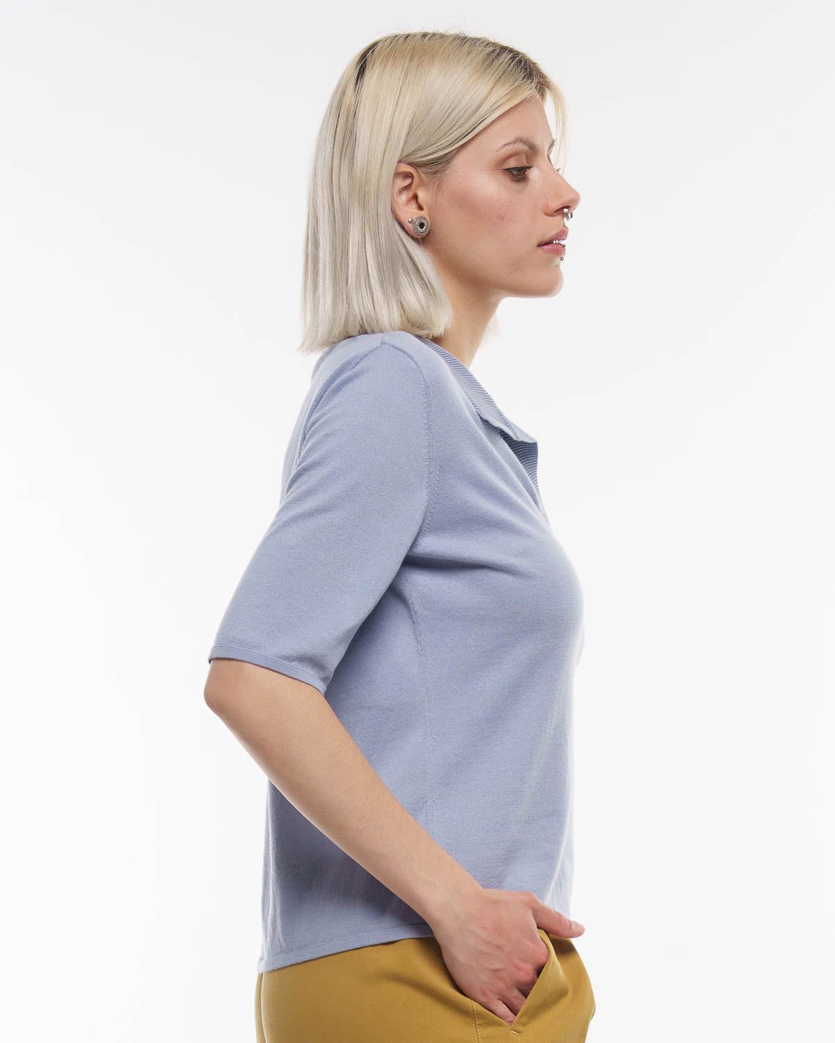 Cotton Polo-Shirt in Cosmic Sky – Ansicht von hinten #farbe_cosmic sky