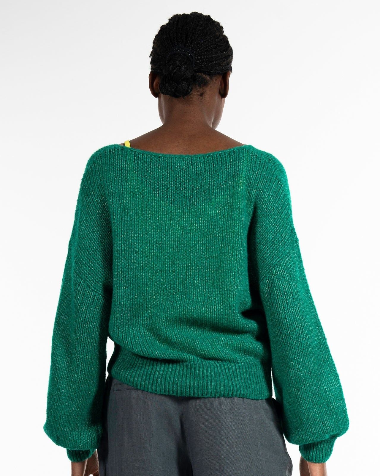 Light V-Neck Pullover in Smaragd – Produktbild #farbe_smaragd