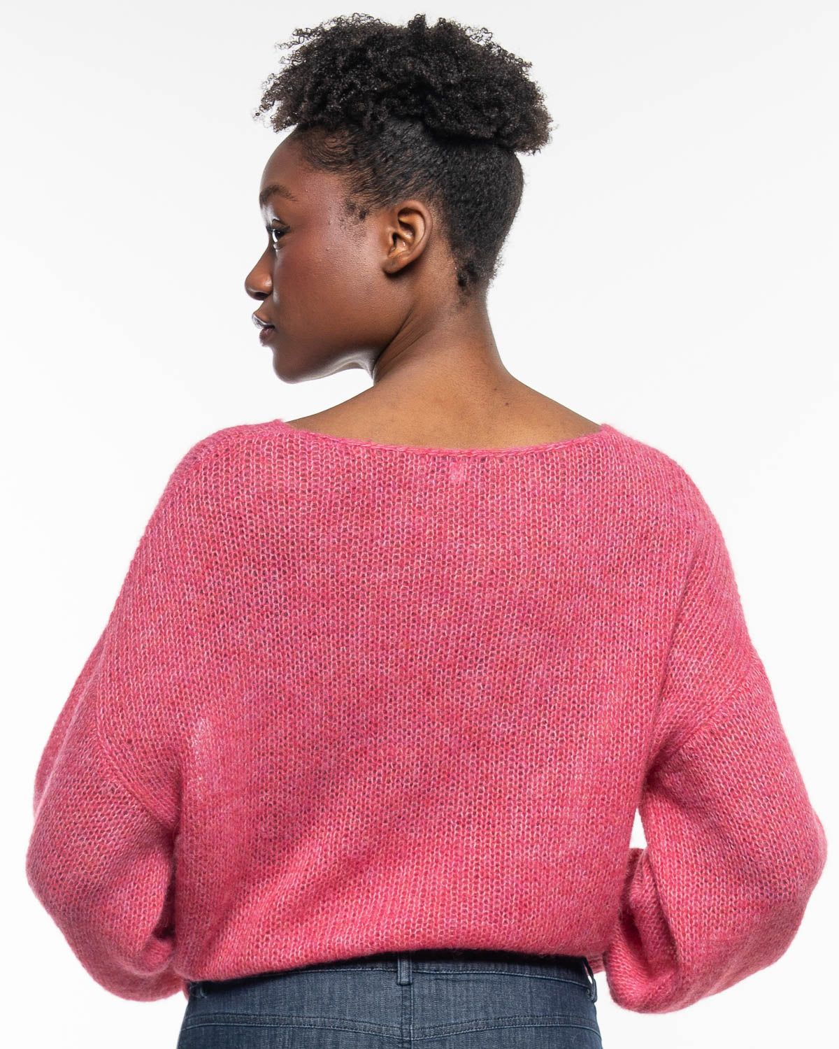 Light V-Neck Pullover in Cherry – Produktfoto #farbe_cherry