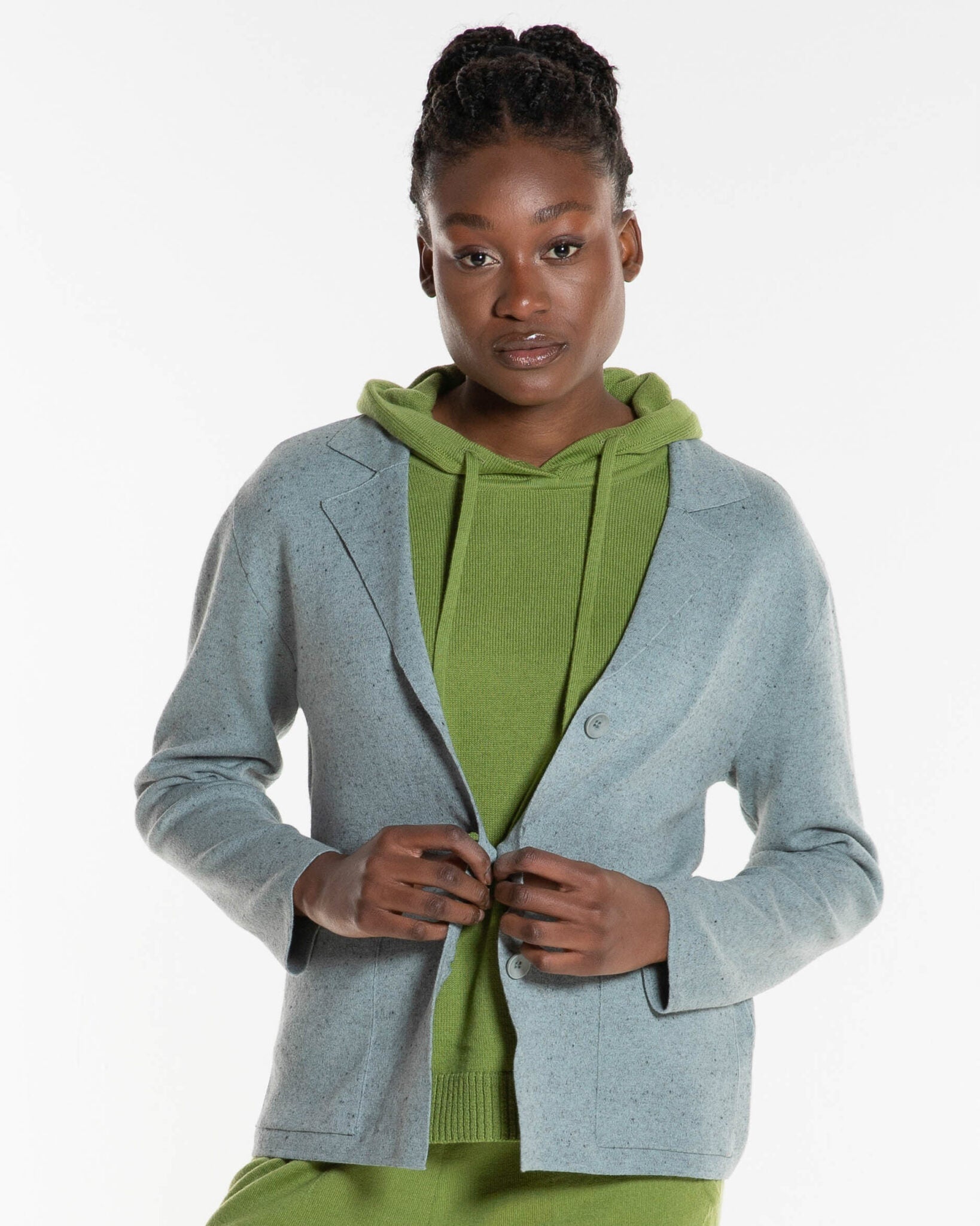 Cotcash Blazer in Gobelin – Nahaufnahme myloook #farbe_gobelin