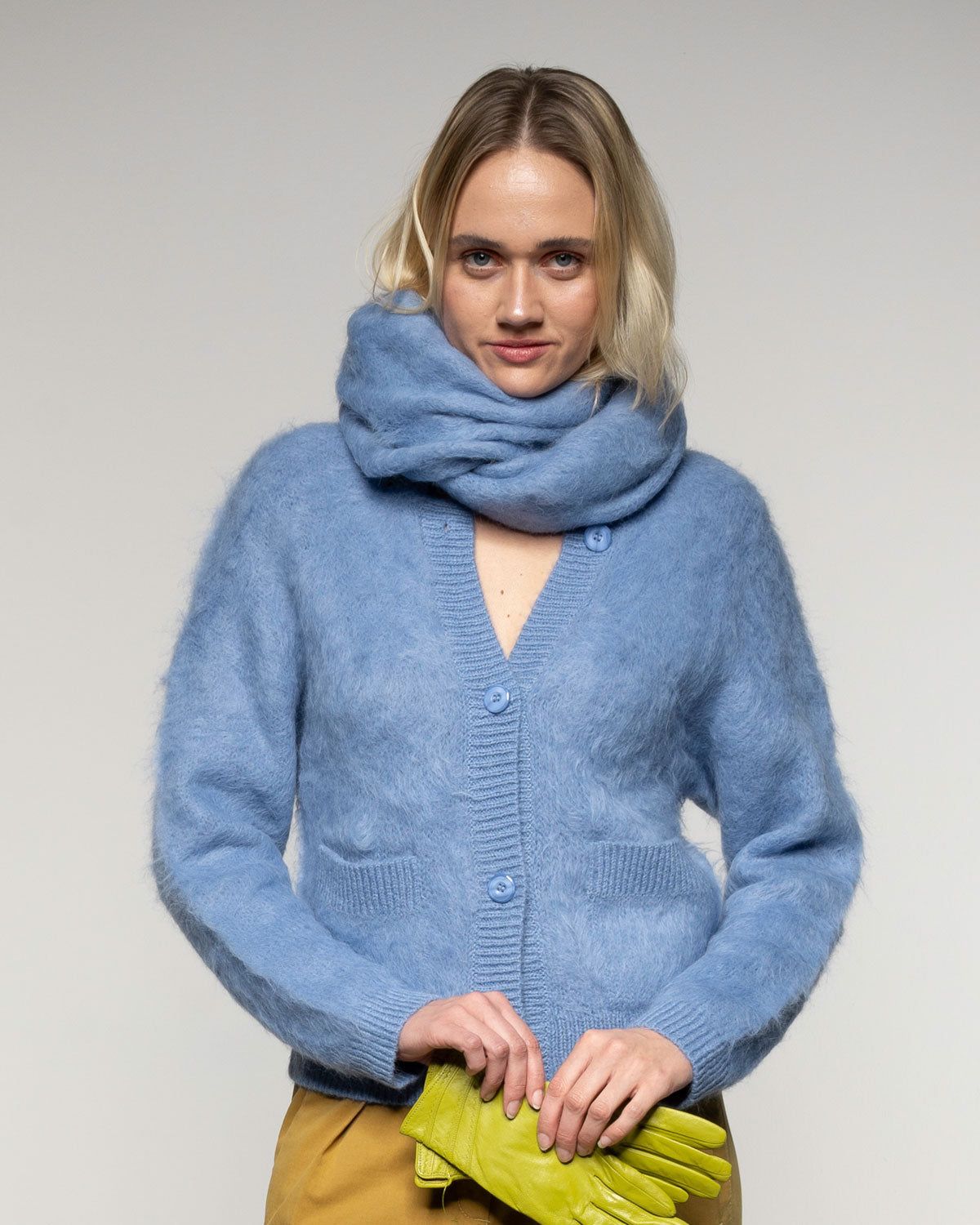 Brushed Jacket in Bleu – Ansicht von vorne myloook #farbe_bleu