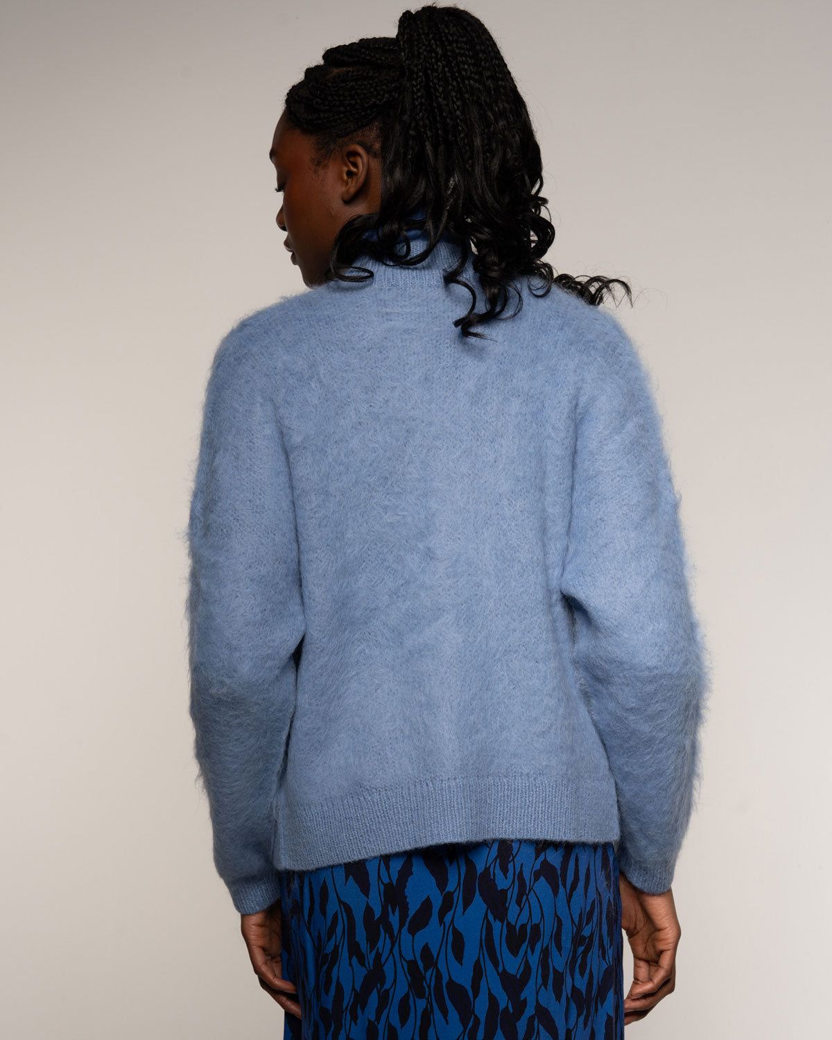Brushed Jacket in Bleu – Vorderansicht #farbe_bleu