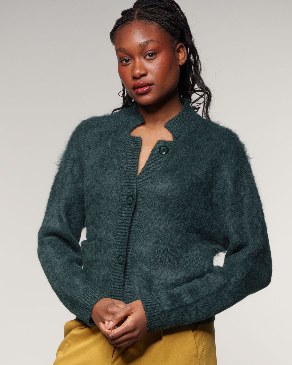 Brushed Jacket in Zeder – Detailansicht Stoff #farbe_zeder