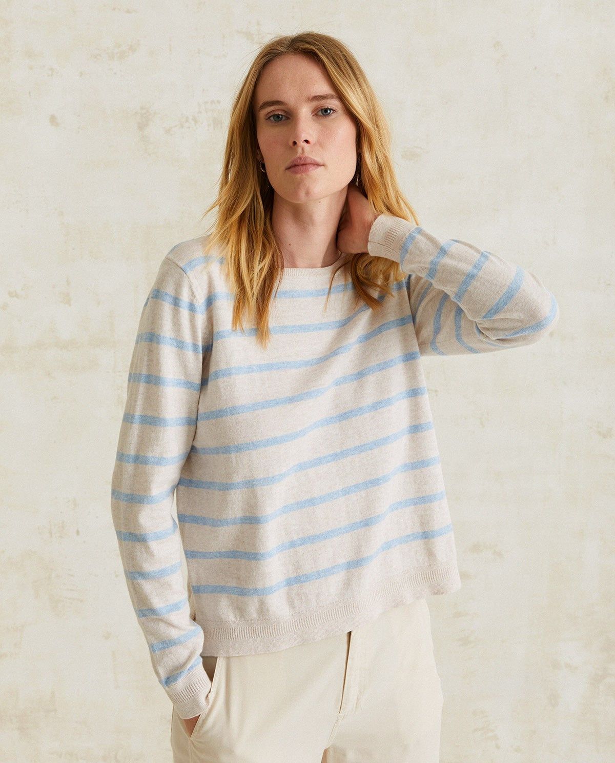 Sommer-Pullover aus Bio-Baumwolle – Produktfoto in Ecru #farbe_ecru