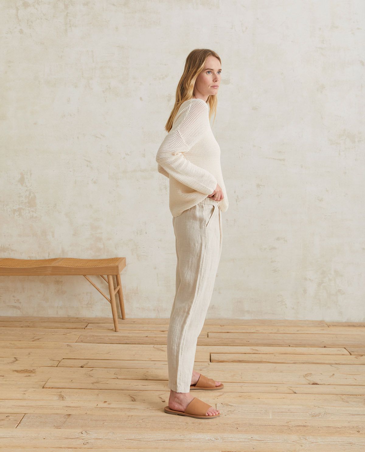 Pointelette-Baumwollpullover – Detailansicht Verarbeitung in Natur myloook #farbe_natur