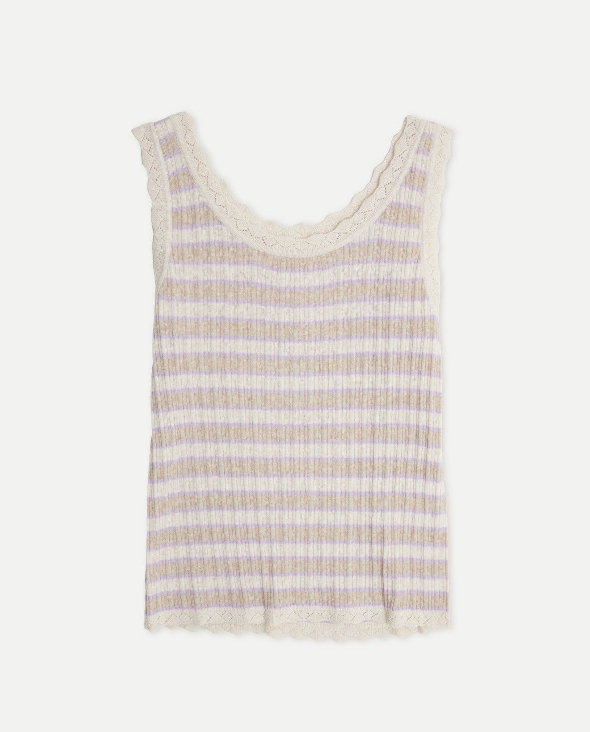 Stricktop in Natur / Lilac Gestreift – Halbnahaufnahme #farbe_natur / lilac gestreift