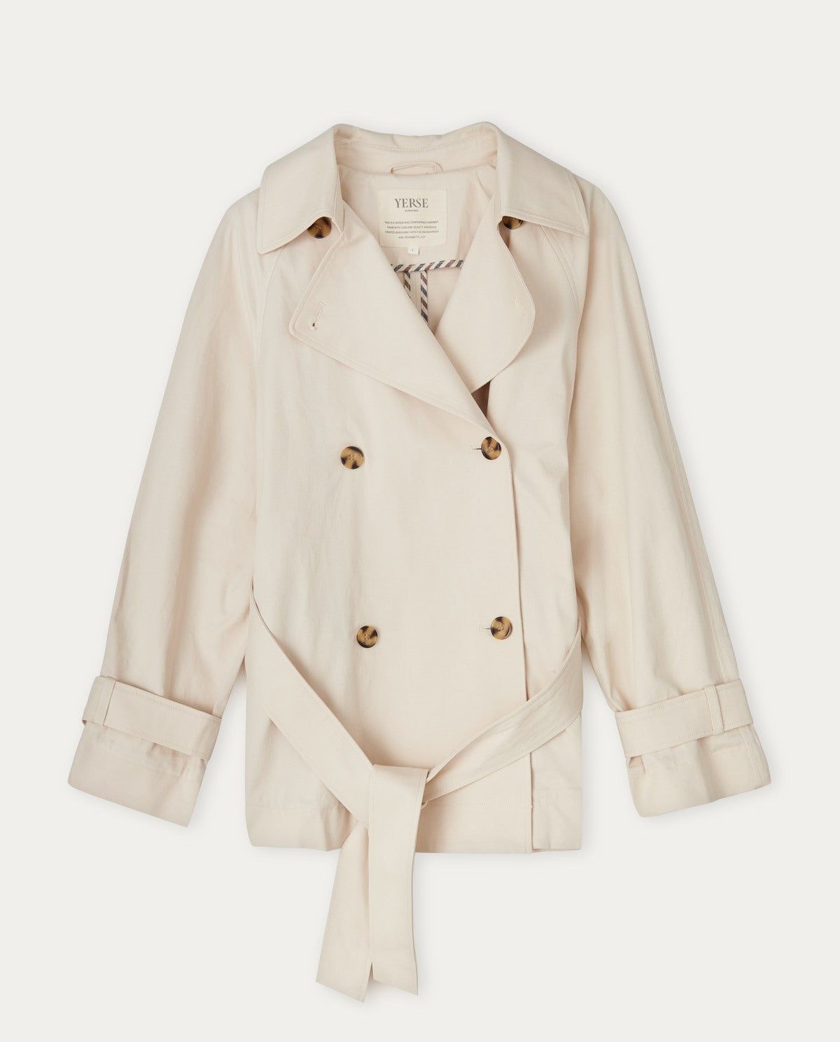 Trenchcoat kurz – Detailansicht Verarbeitung in Natur myloook #farbe_natur
