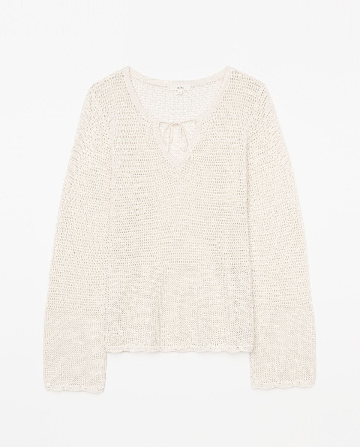 Leichter Strickpullover in Off White – Ansicht von vorne #farbe_off white