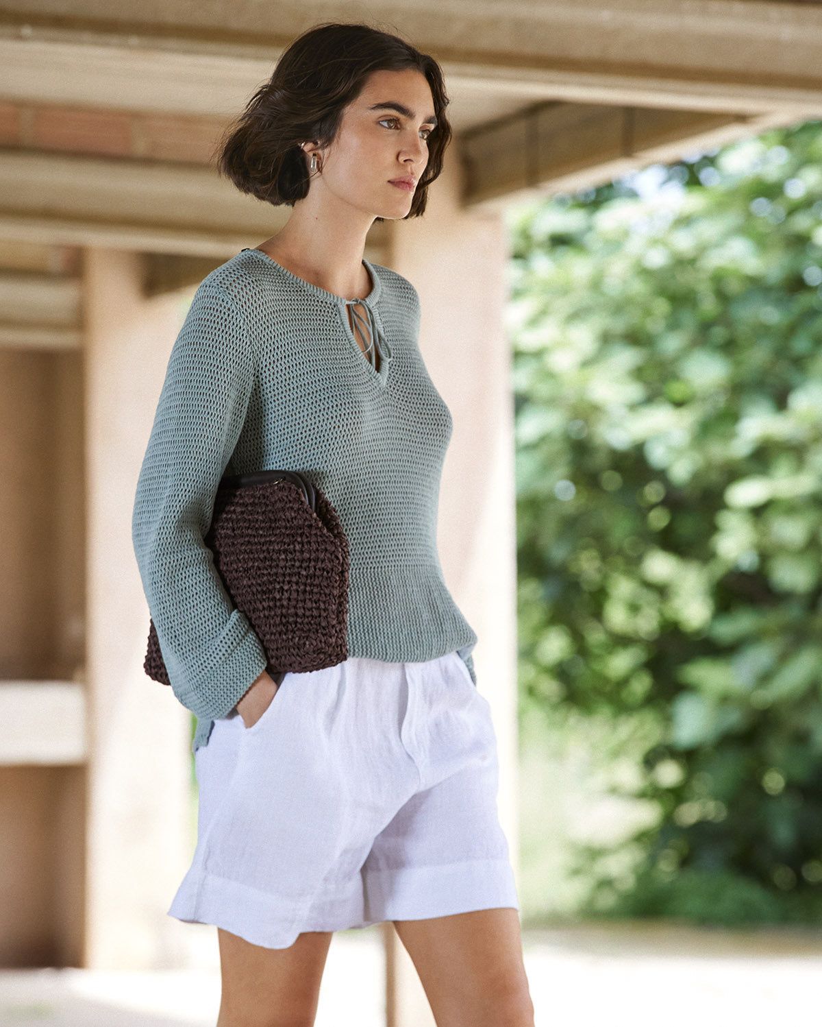 Leichter Strickpullover – Produktfoto in Light Green #farbe_light green