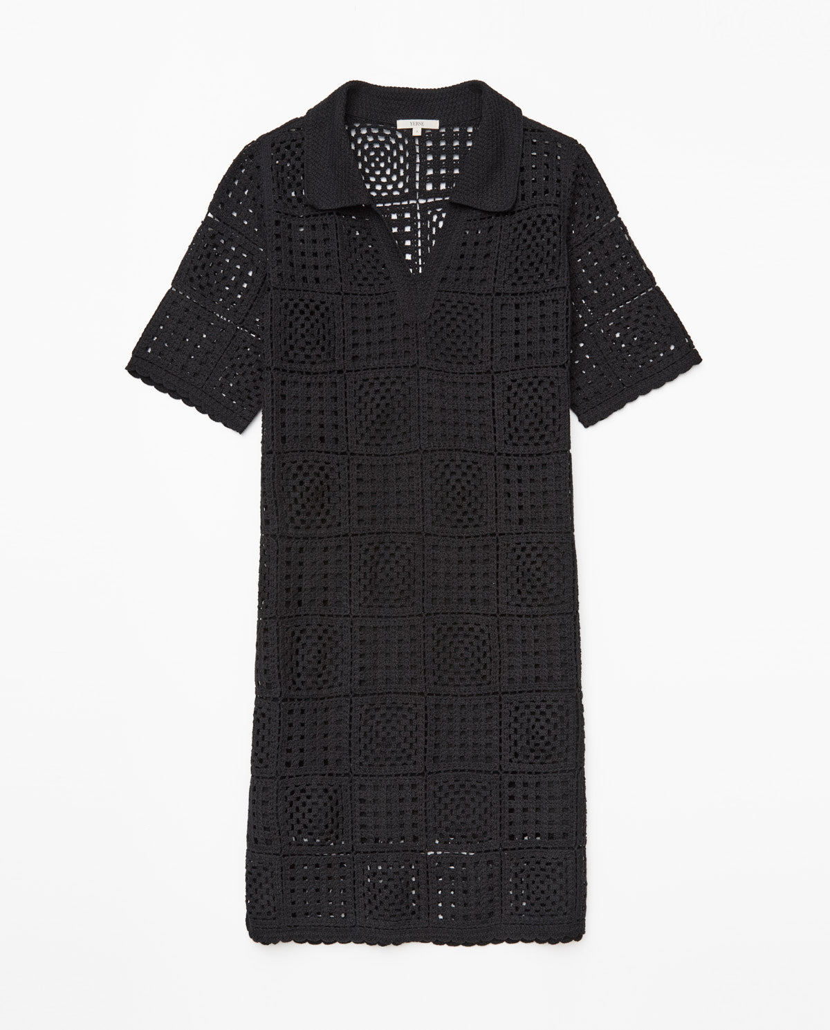Häkelkleid in Schwarz – Ansicht von vorne #farbe_schwarz