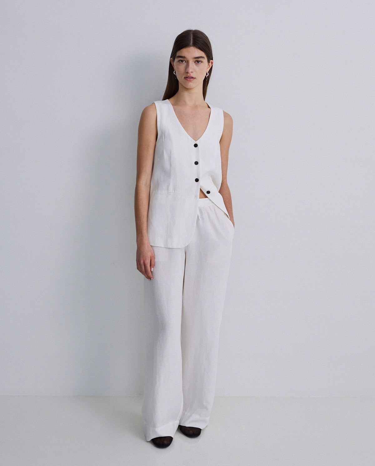 Hose aus Leinen-Tencel Mix