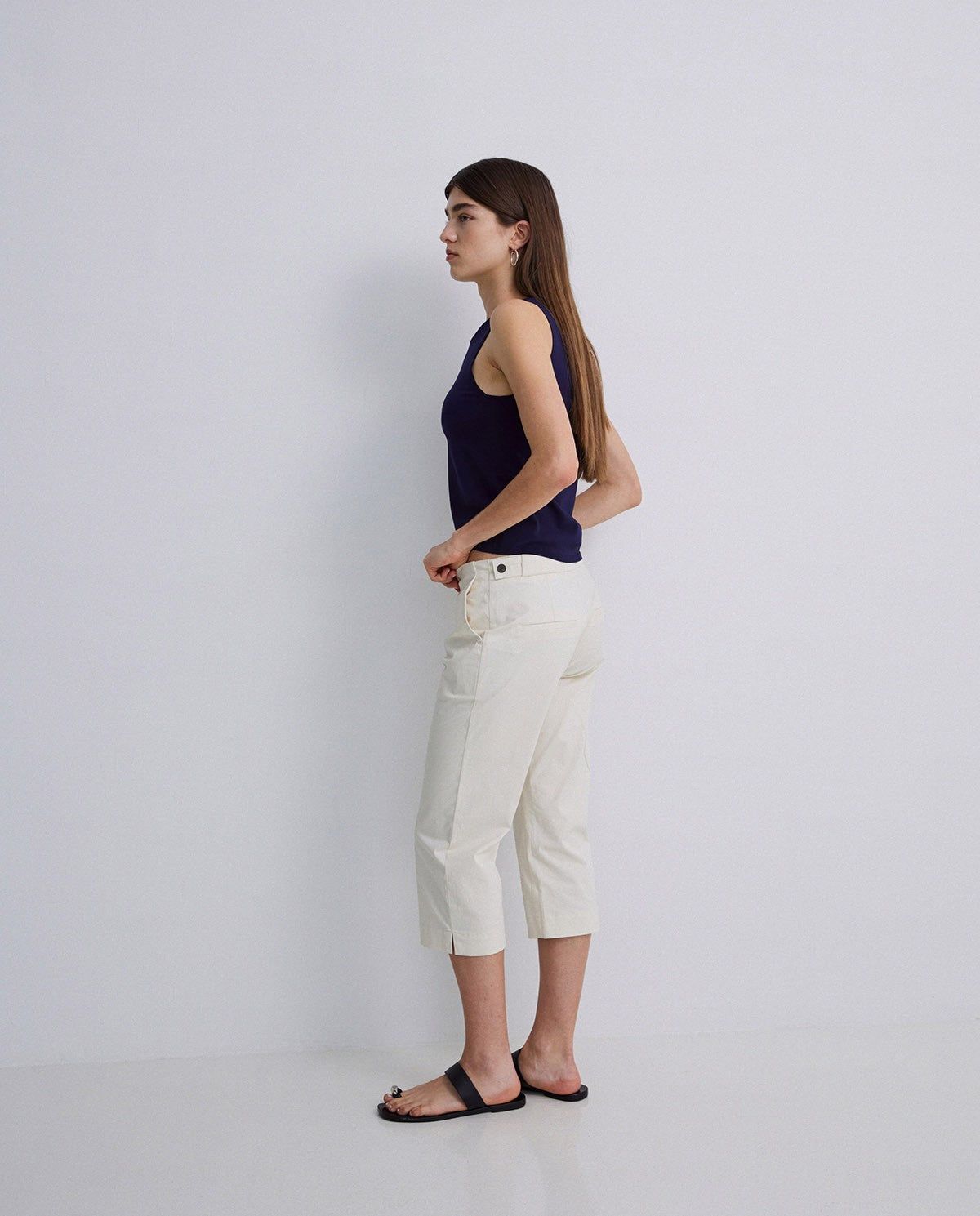 Caprihose Sommer in Ecru – Ansicht von vorne #farbe_ecru