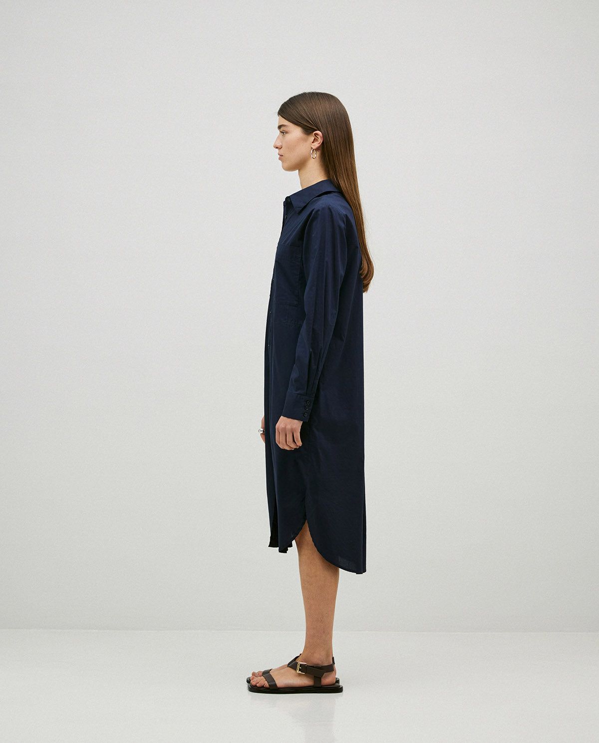 Hemdblusenkleid in Marineblau – Seitenansicht #farbe_marineblau