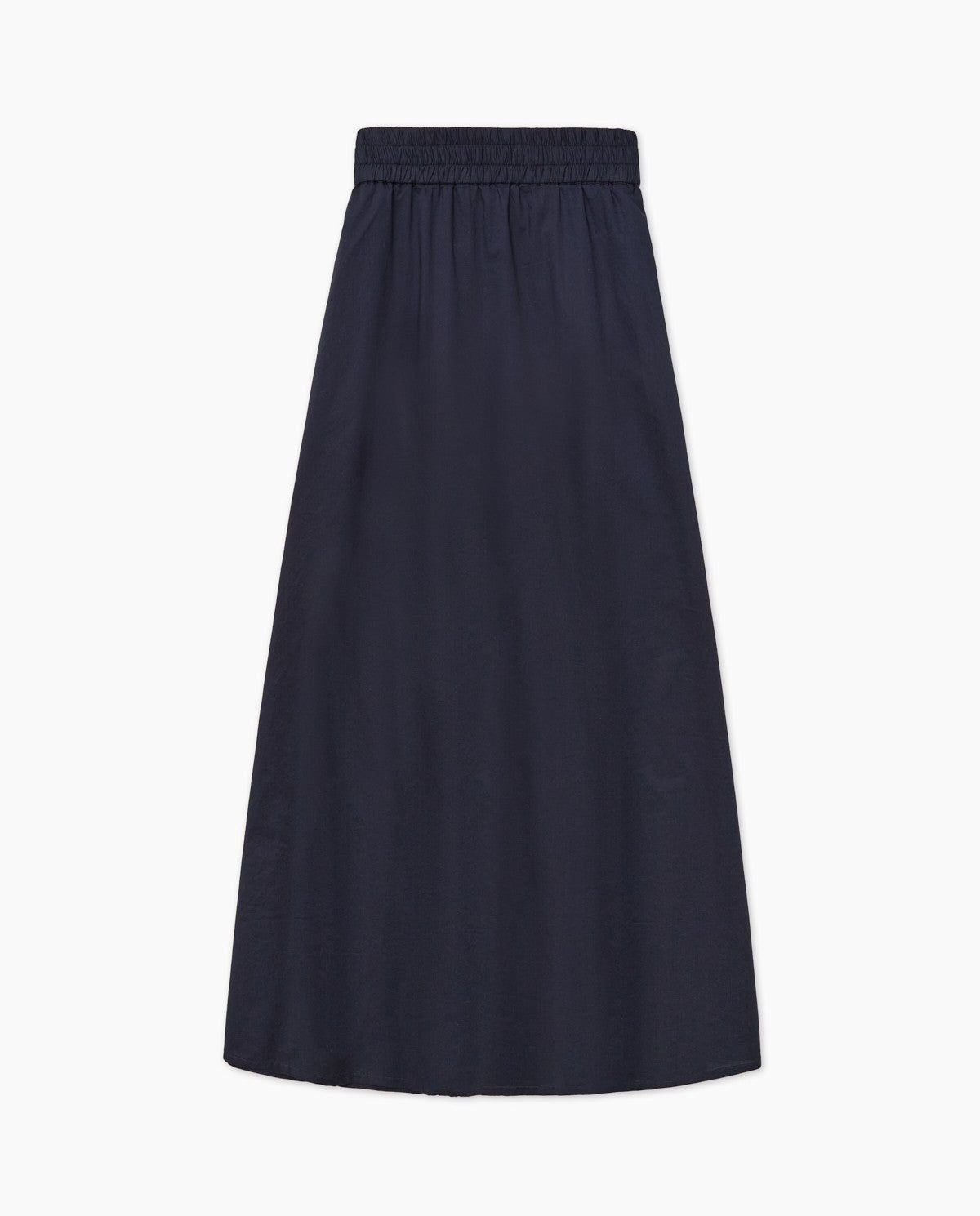 Langer Popeline-Rock in Marineblau – Detailansicht myloook #farbe_marineblau