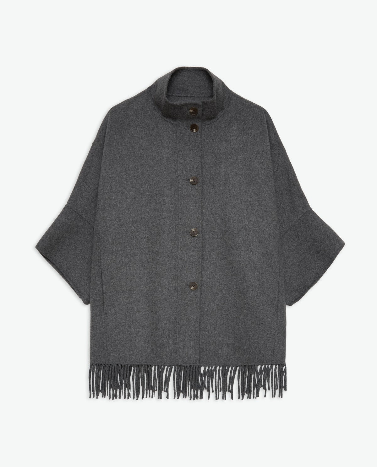Cape aus Wollmix in Grau – Nahaufnahme #farbe_Grau