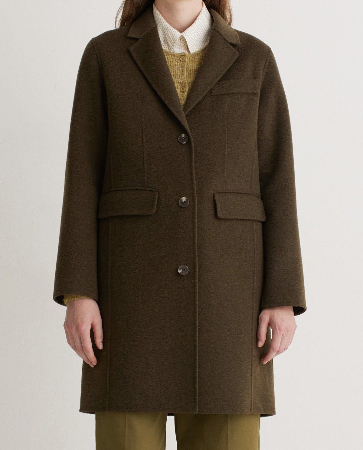 Midi Wollmantel in Khaki – Styling-Ansicht #farbe_Khaki