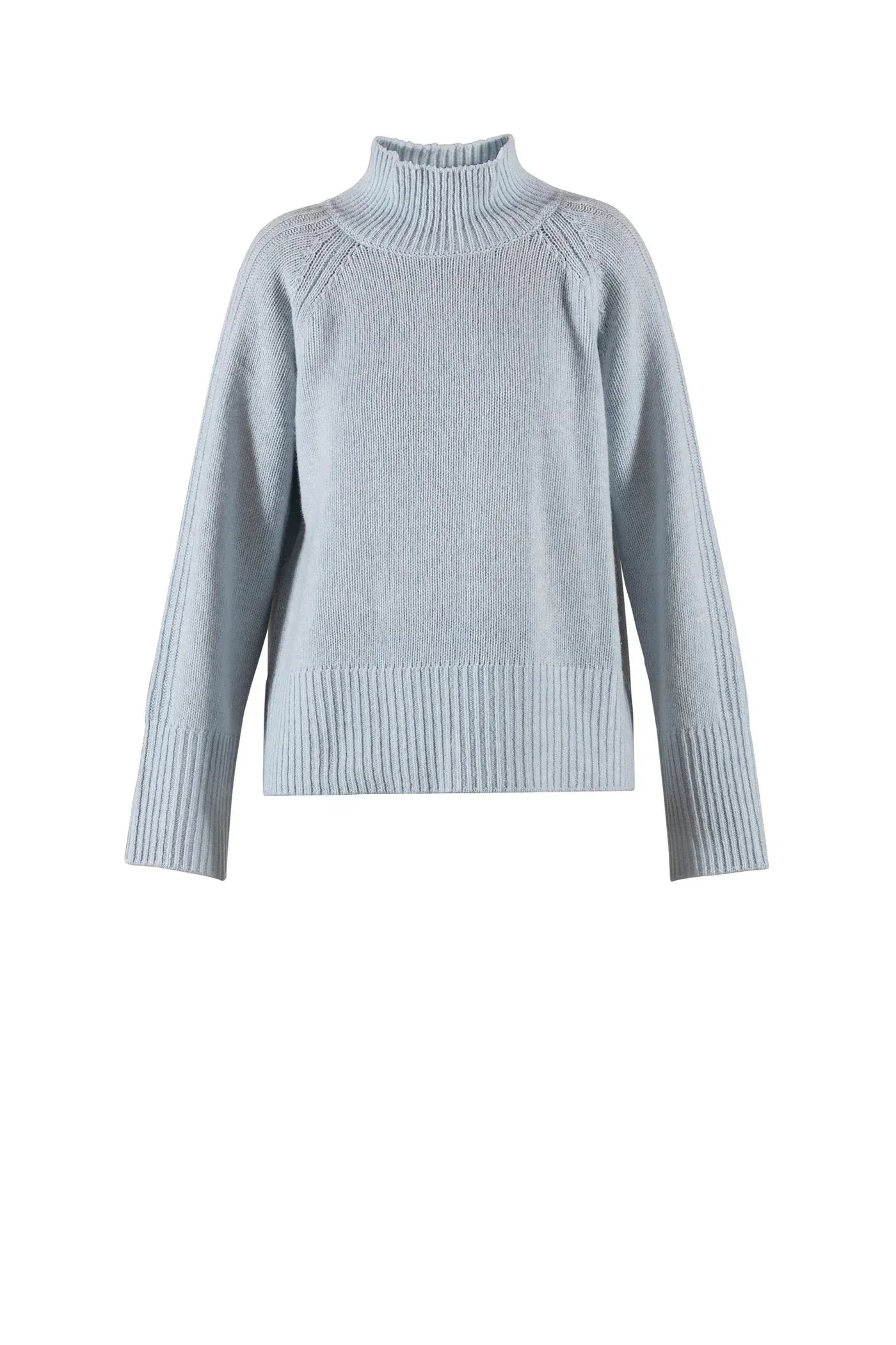 Stehkragen Pullover in Hellblau – Rückansicht myloook #farbe_Hellblau