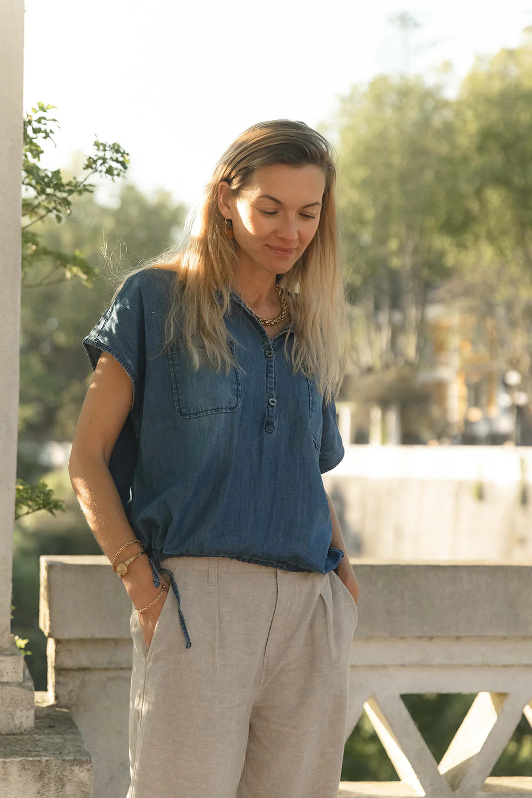 DUX Denim Shirt faire Tencel-Bluse Denim Blue – lässiger Sommerlook myloook