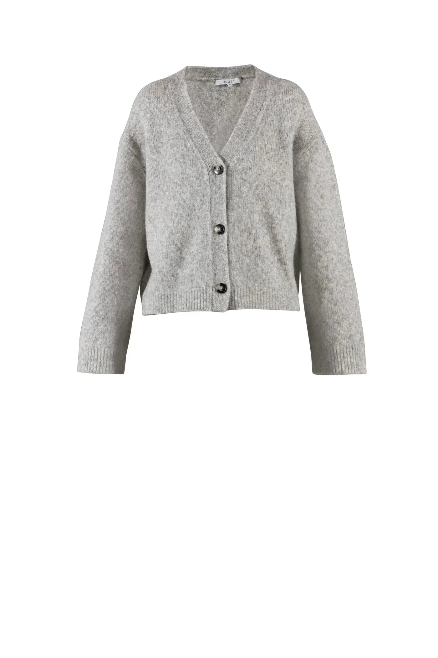 Kuscheliger Cardigan aus Alpaka-Mix in Lightgrey-melange – Styling-Ansicht myloook #farbe_Lightgrey-Melange