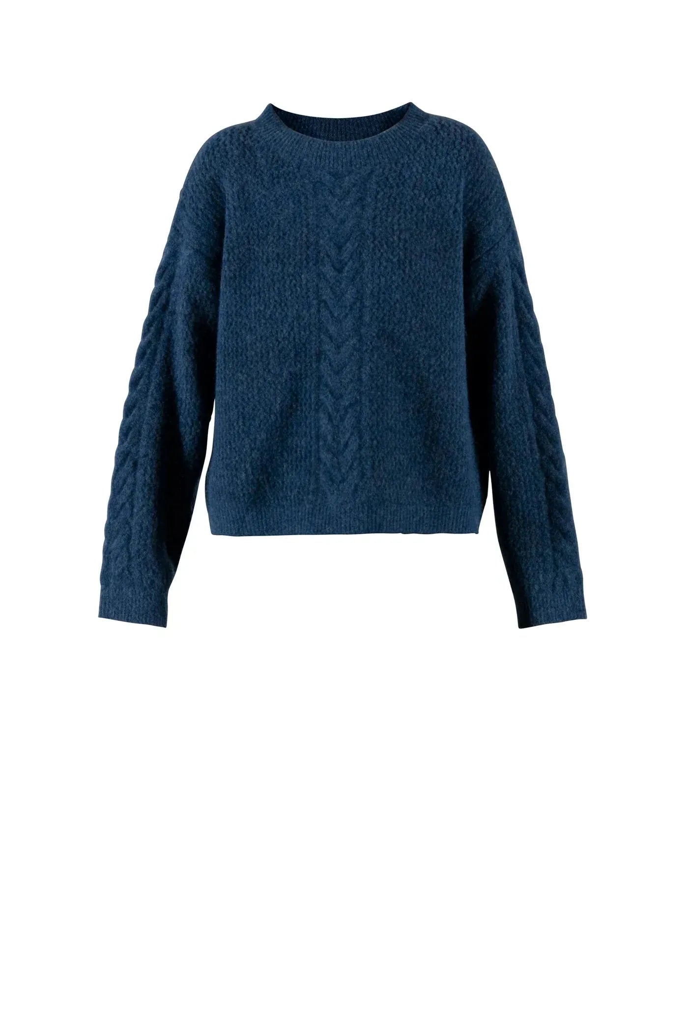 Zopfstrick Pullover in Royal Blue – Nahaufnahme #farbe_Royal Blue