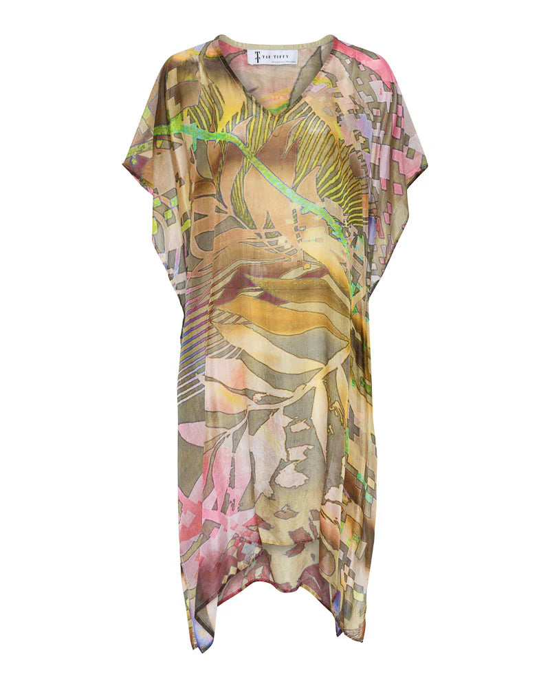 Kaftan-Kleid aus Seide