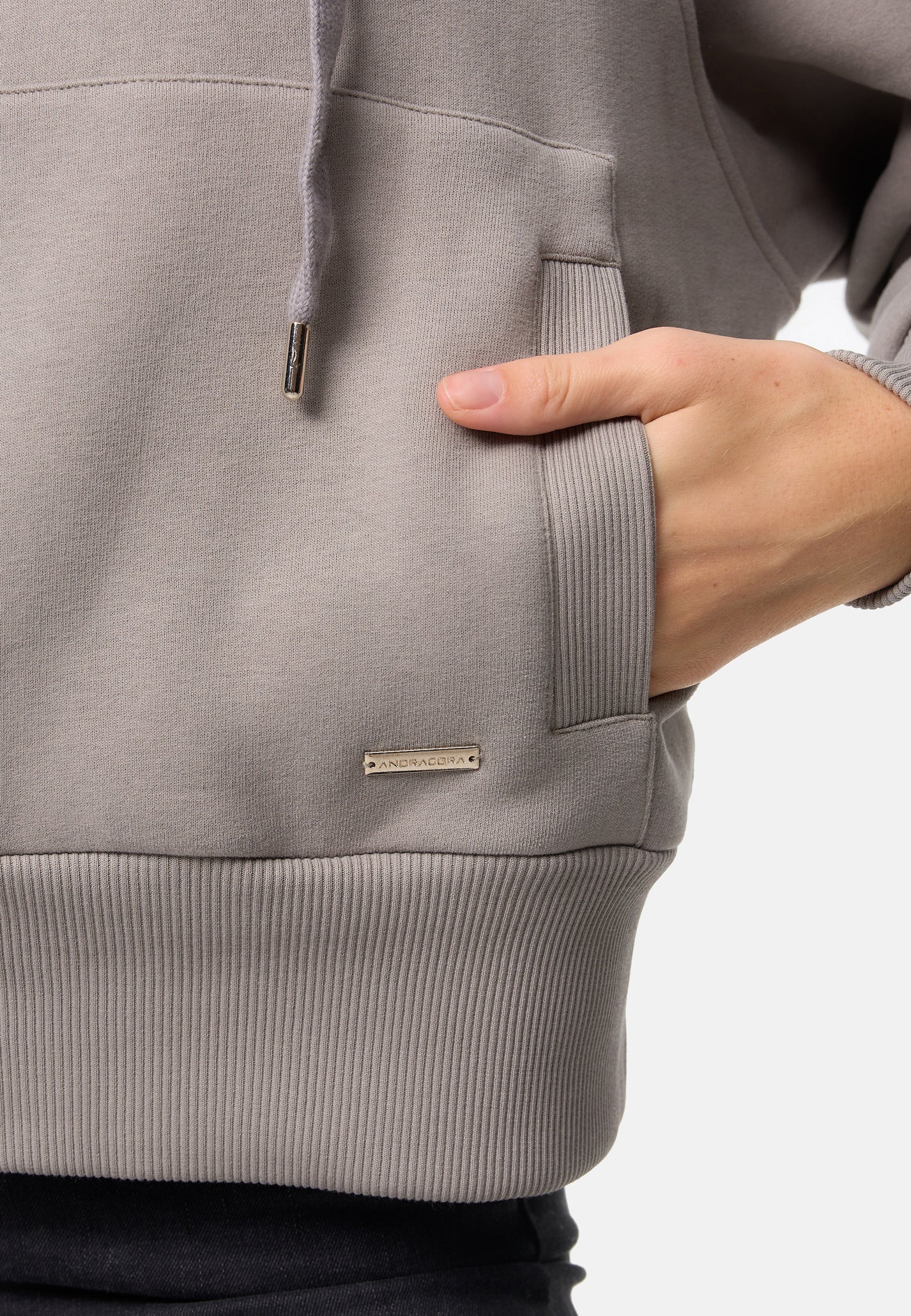 Hoodie Nevada in Steingrau – Detailaufnahme #farbe_Steingrau