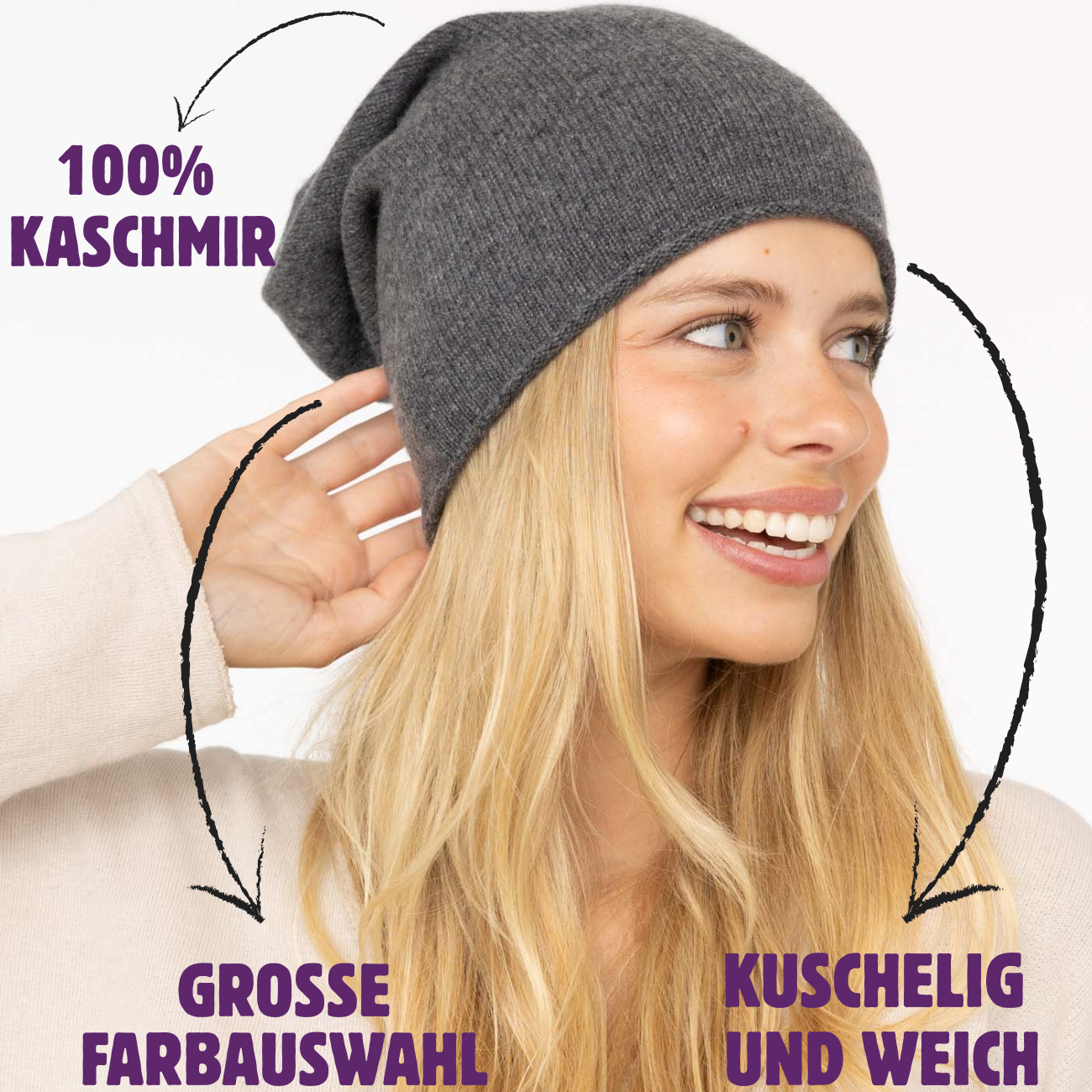 Beanie aus 100 % Kaschmir