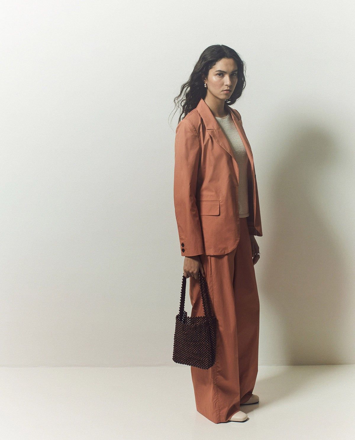 Sportlicher Blazer aus Popeline in Terracota – Rückansicht myloook #farbe_terracota