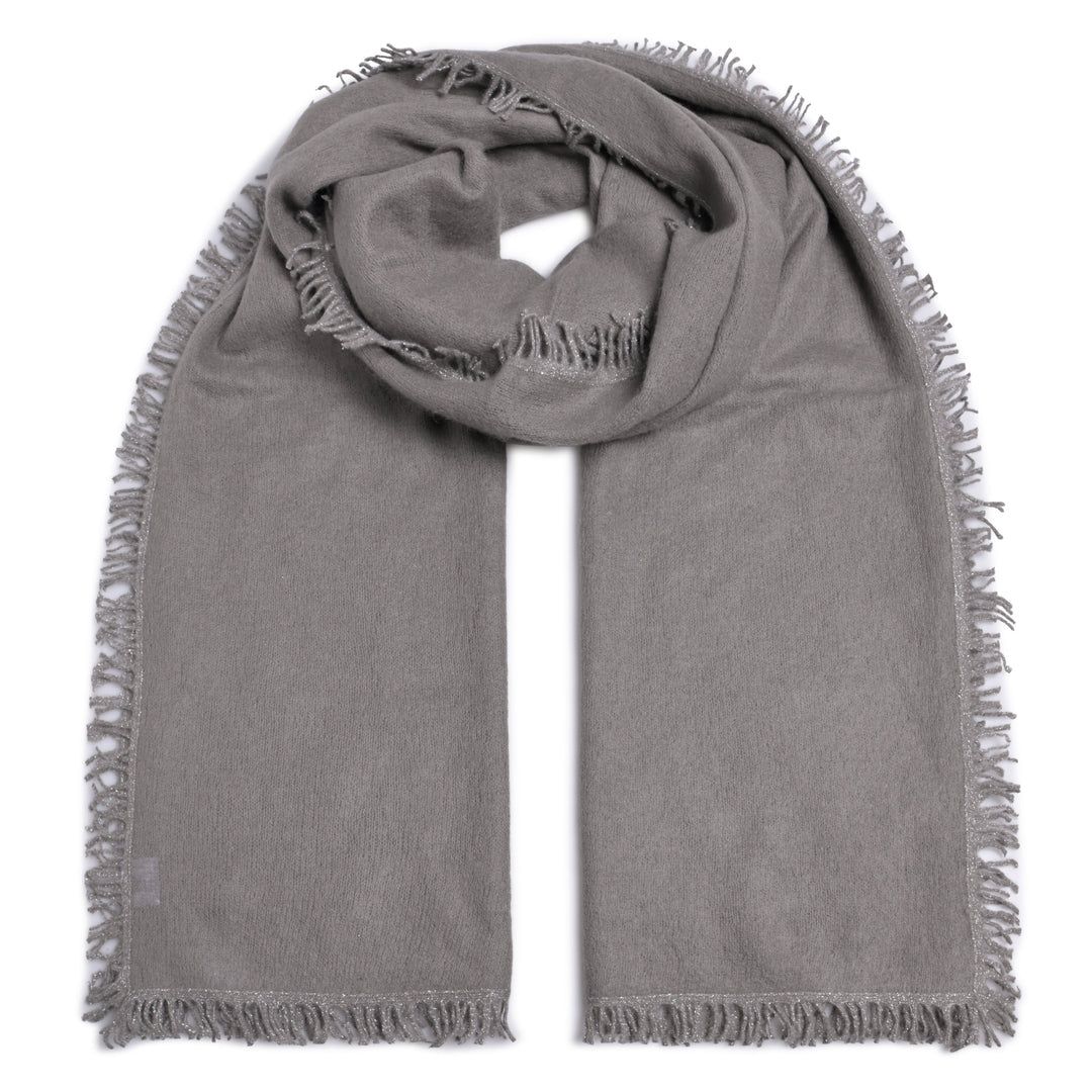 Kaschmirschal mit Lurexfäden in Grey Flannel – Nahaufnahme #farbe_grey flannel
