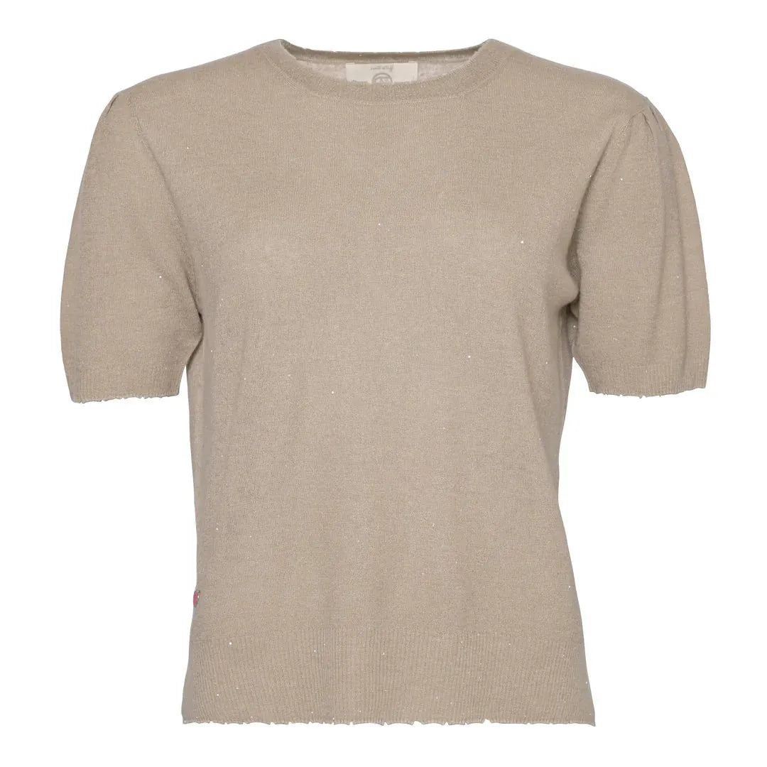 Cashmere Pullover Adele-cs Sparkle mit Pailletten – Vorderansicht in Taupe #farbe_taupe