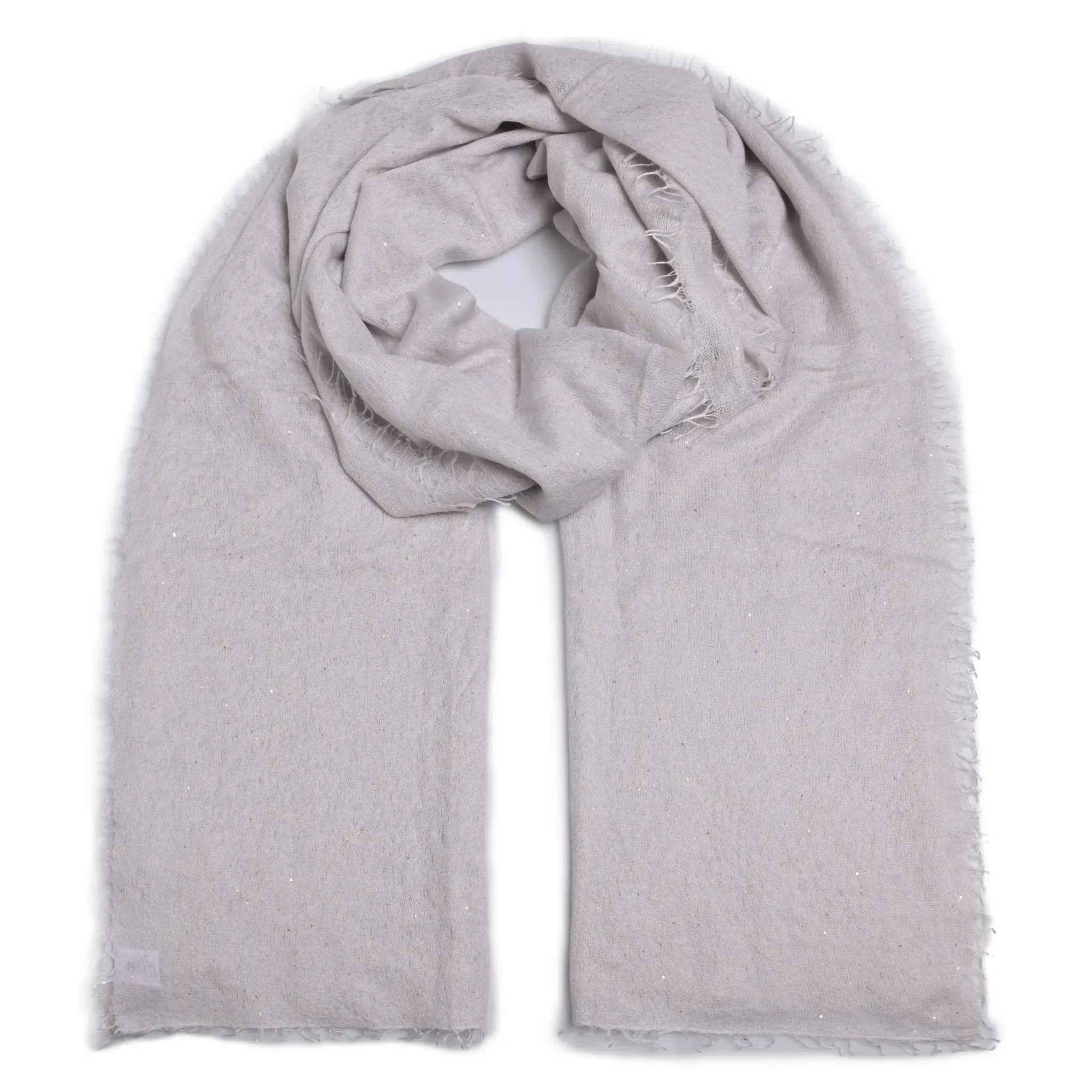 Cashmere Schal Adele-cs Sparkle mit Pailletten in Hellgrau – Halbnahaufnahme myloook #farbe_hellgrau