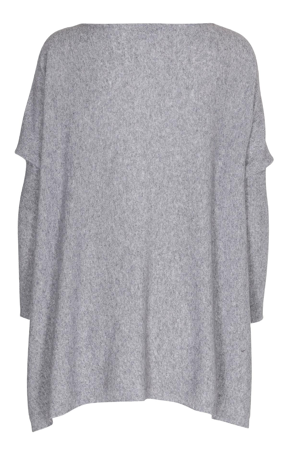 TTDK BAT BLOUSE - Ponchopullover – Ansicht von vorne in Hellgrau #farbe_hellgrau