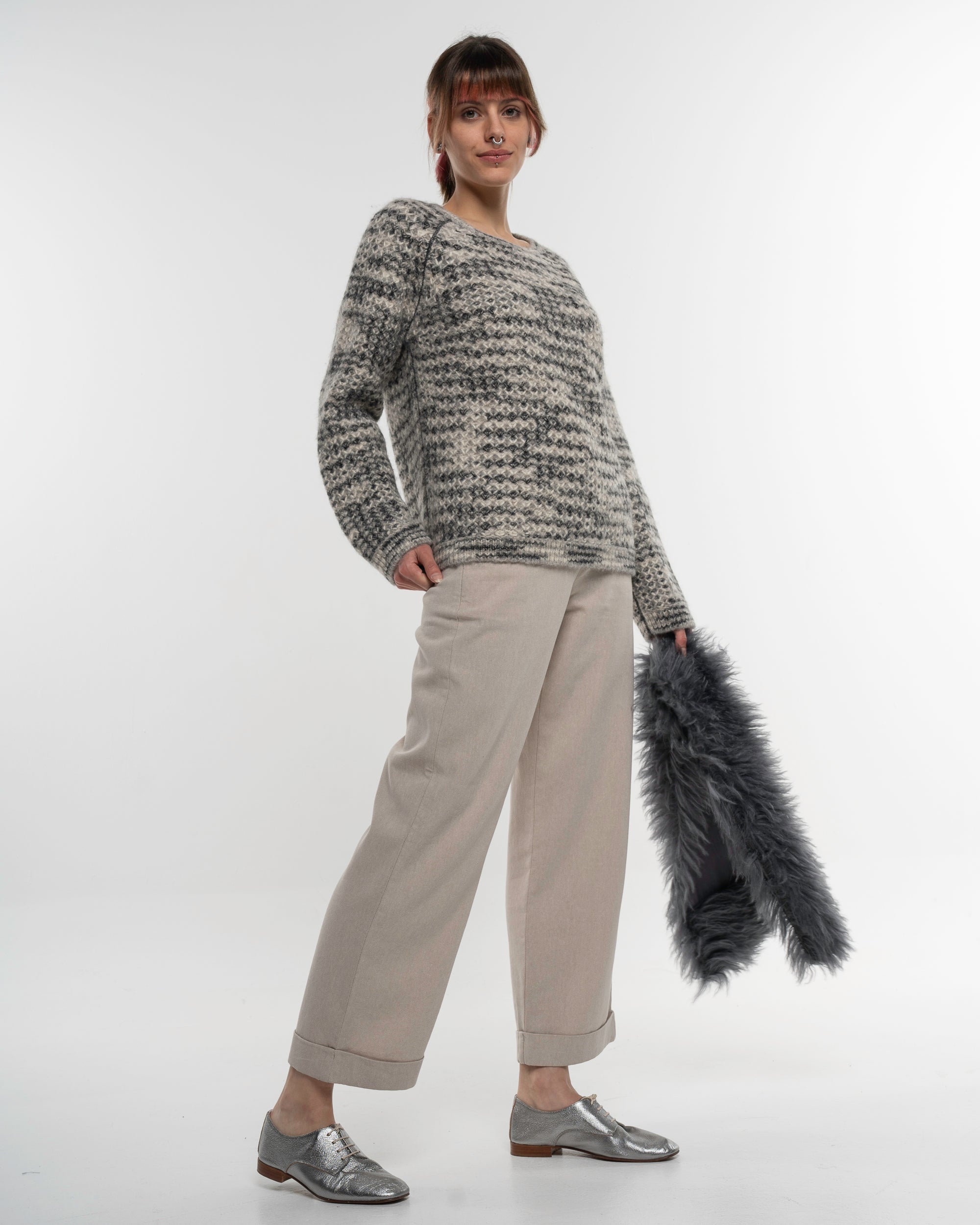 Raglan Pullover aus Alpaka und Baumwolle