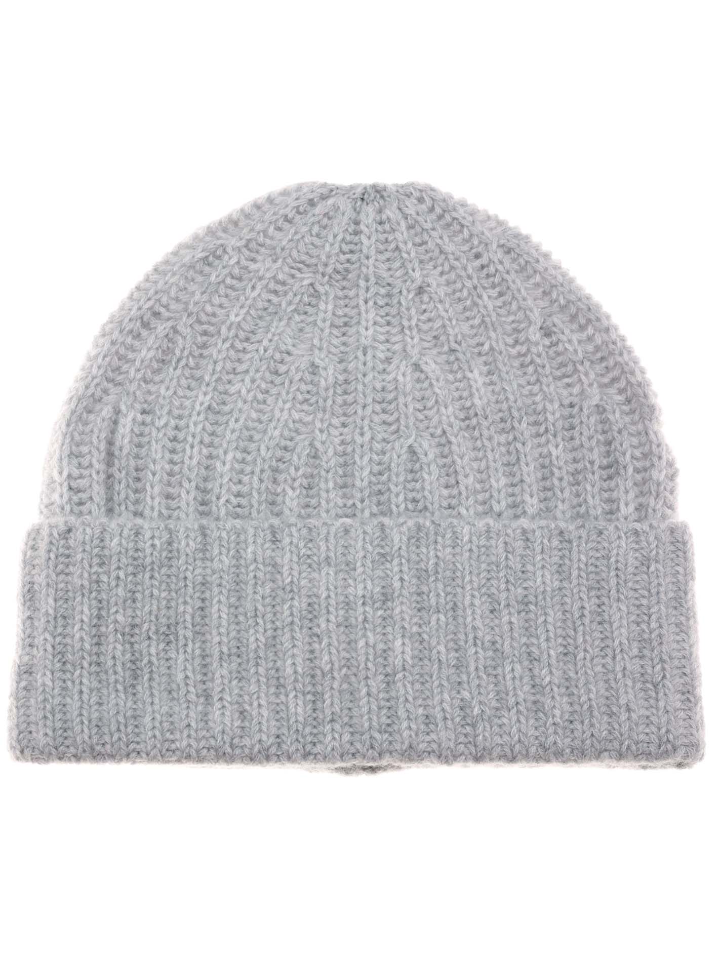 #farbe_Hellgrau Kaschmirmütze breit gerippt in Hellgrau