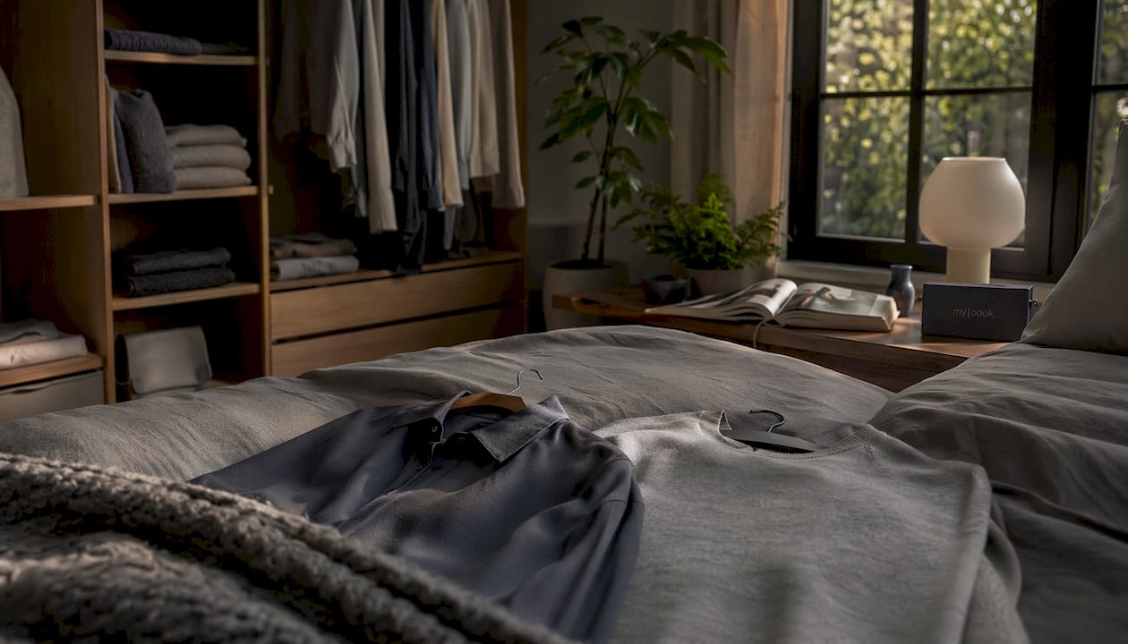 Ein offenes, minimalistisches Kleidersystem als Hingucker im Wohnzimmer