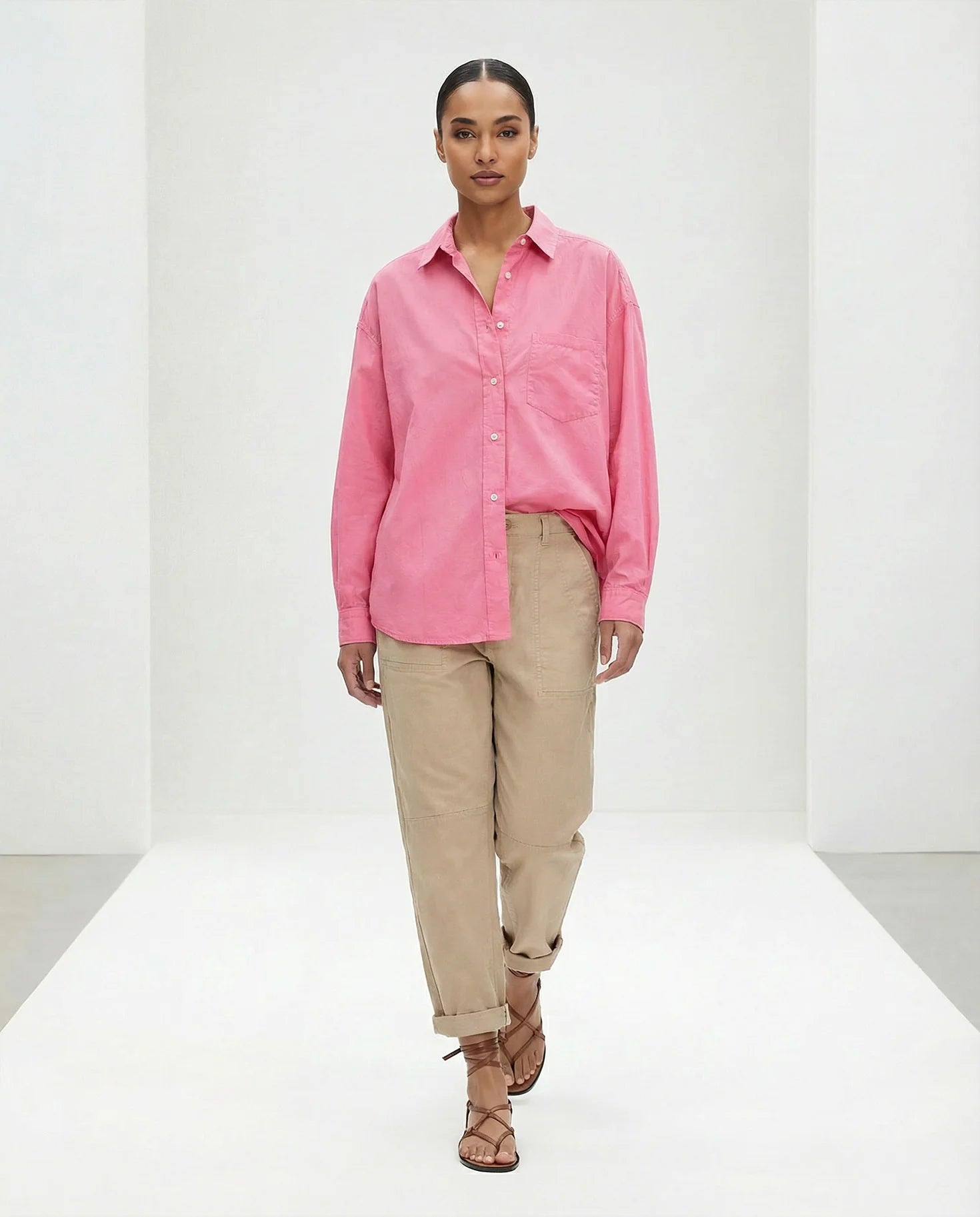 Hemdbluse Cleo von YOU TOO in Pink, casual Look mit aufgesetzter Brusttasche #farbe_pink