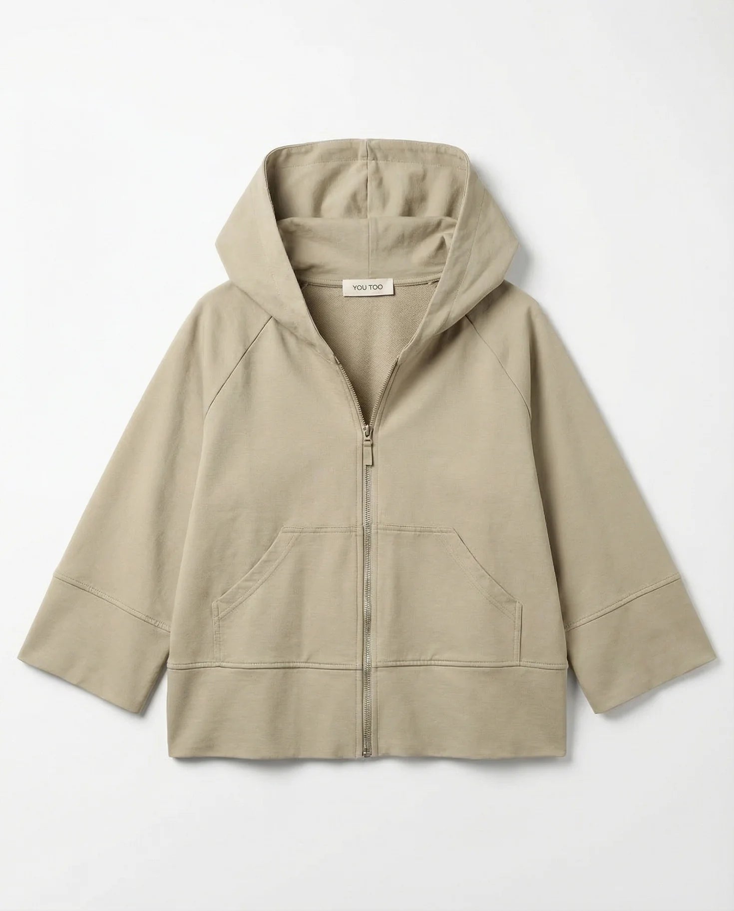 Produktbild Sweatjacke beige Frontansicht #farbe_fossil