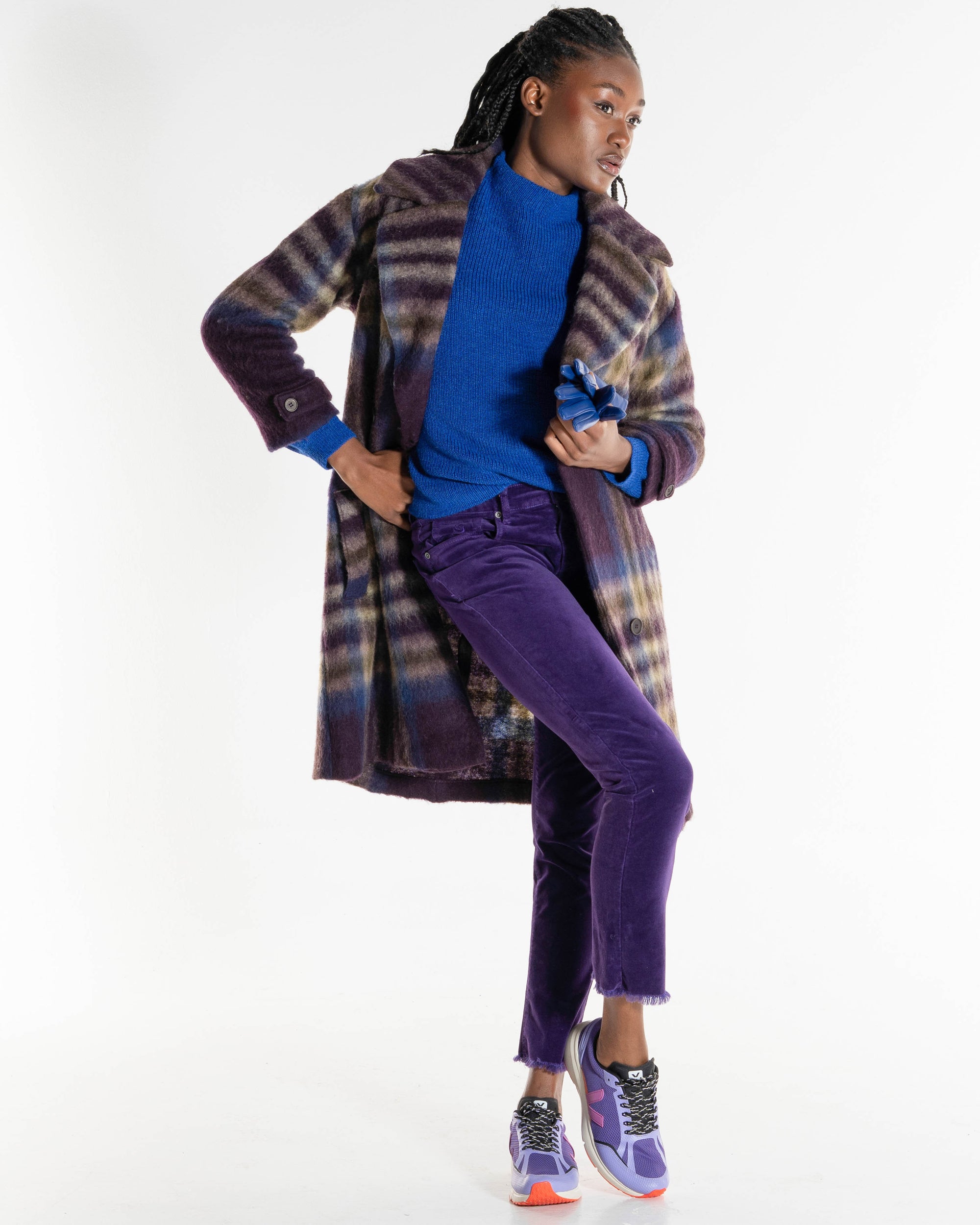 Hygge Karo Mantel plum