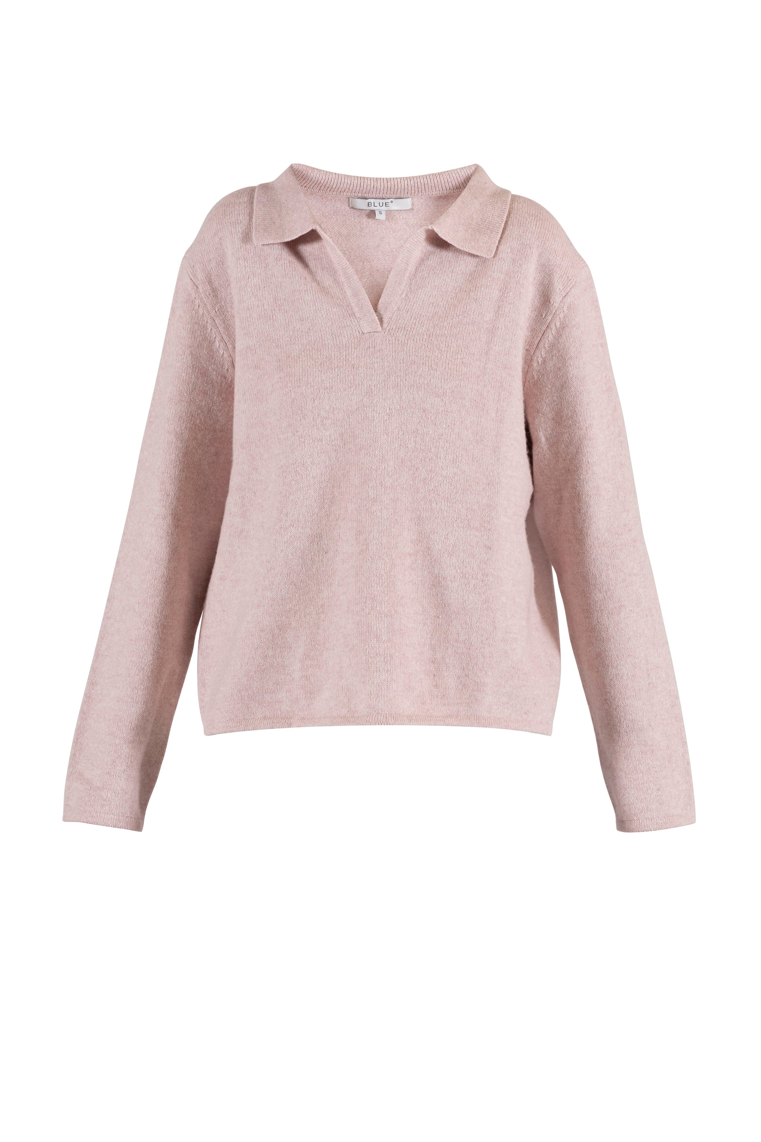 Pullover Ecru Polokragen Frontansicht #farbe_soft rose