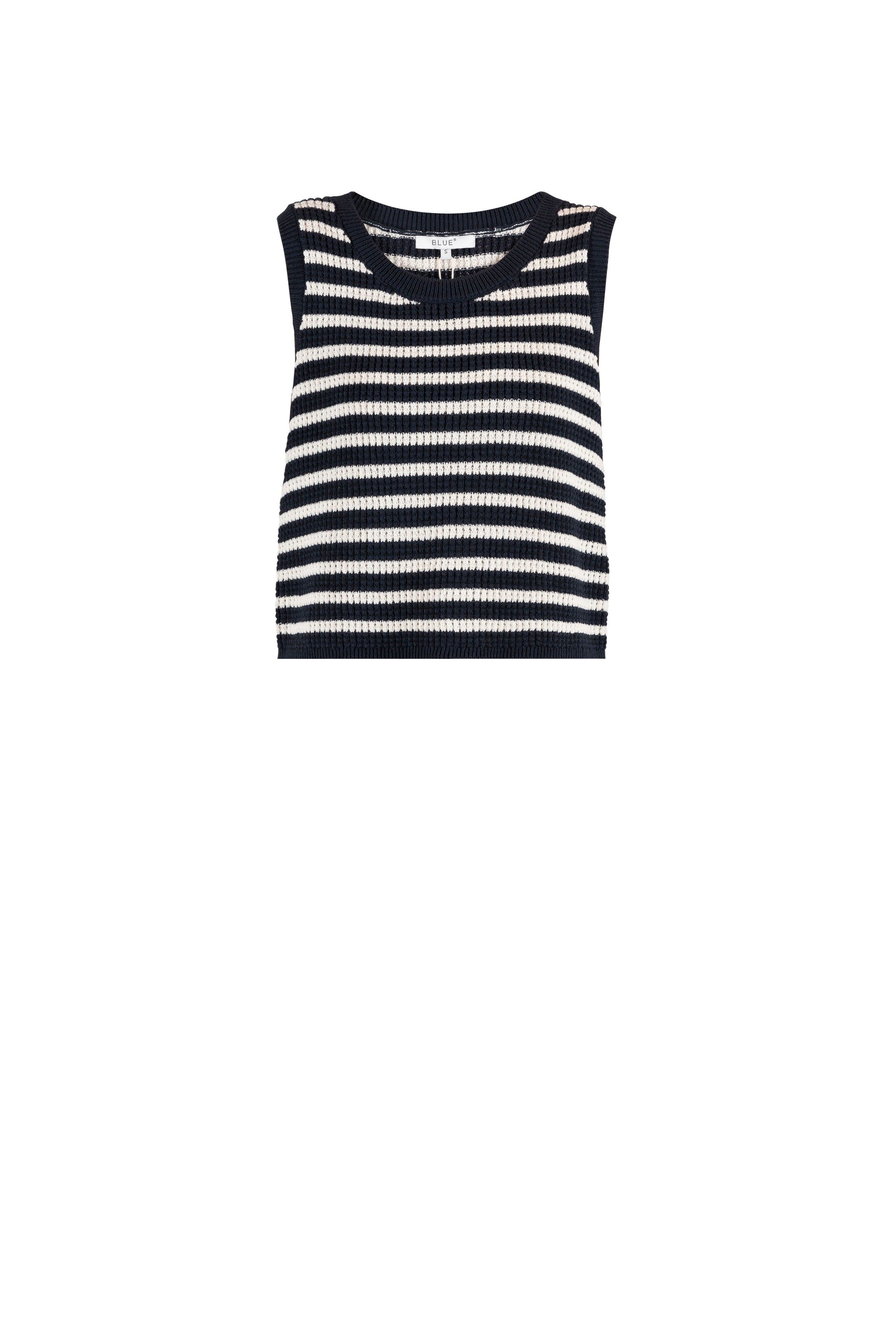 Gestreiftes Stricktop Frontansicht #farbe_blau creme gestreift