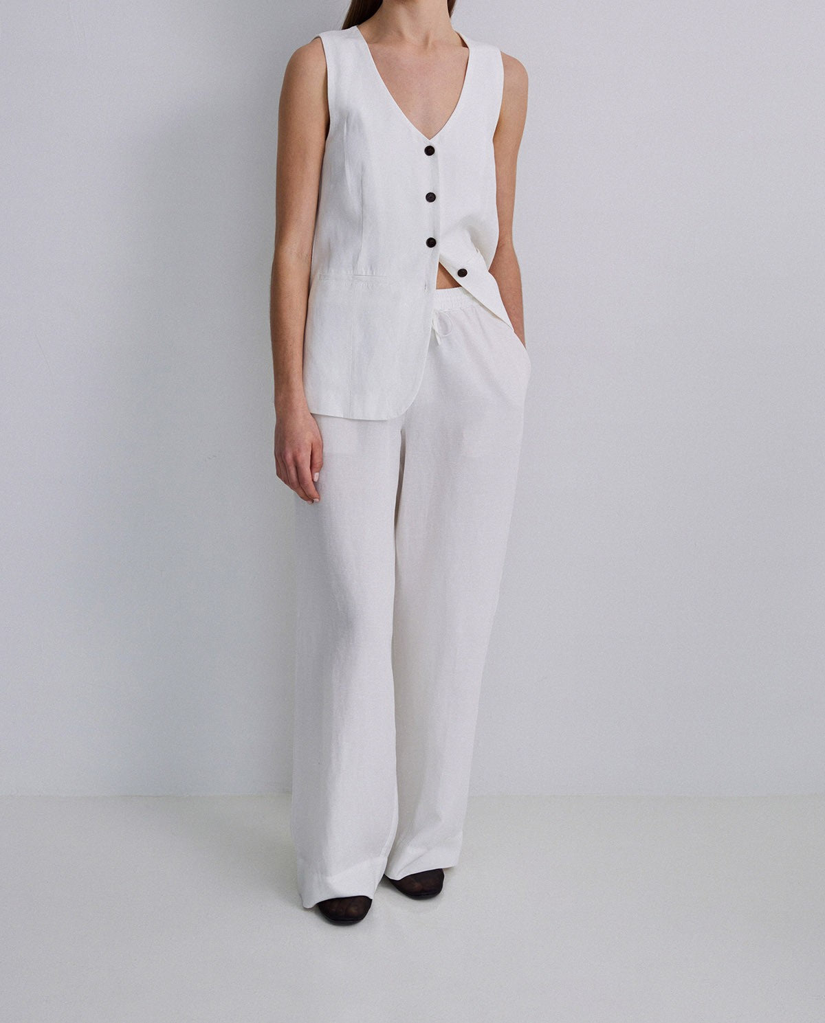 Hose aus Leinen-Tencel Mix